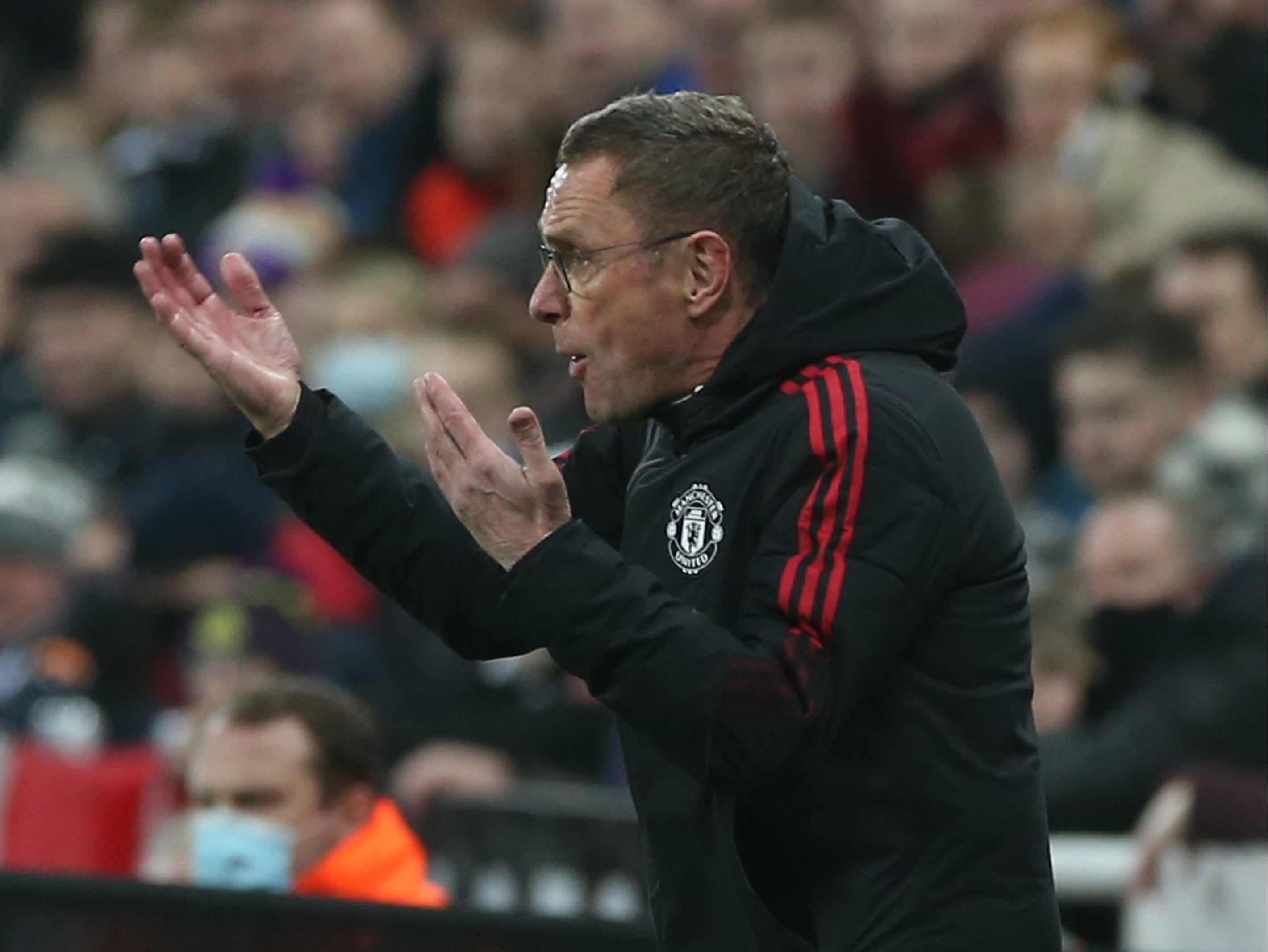 A frustrated Ralf Rangnick at St James’ Park