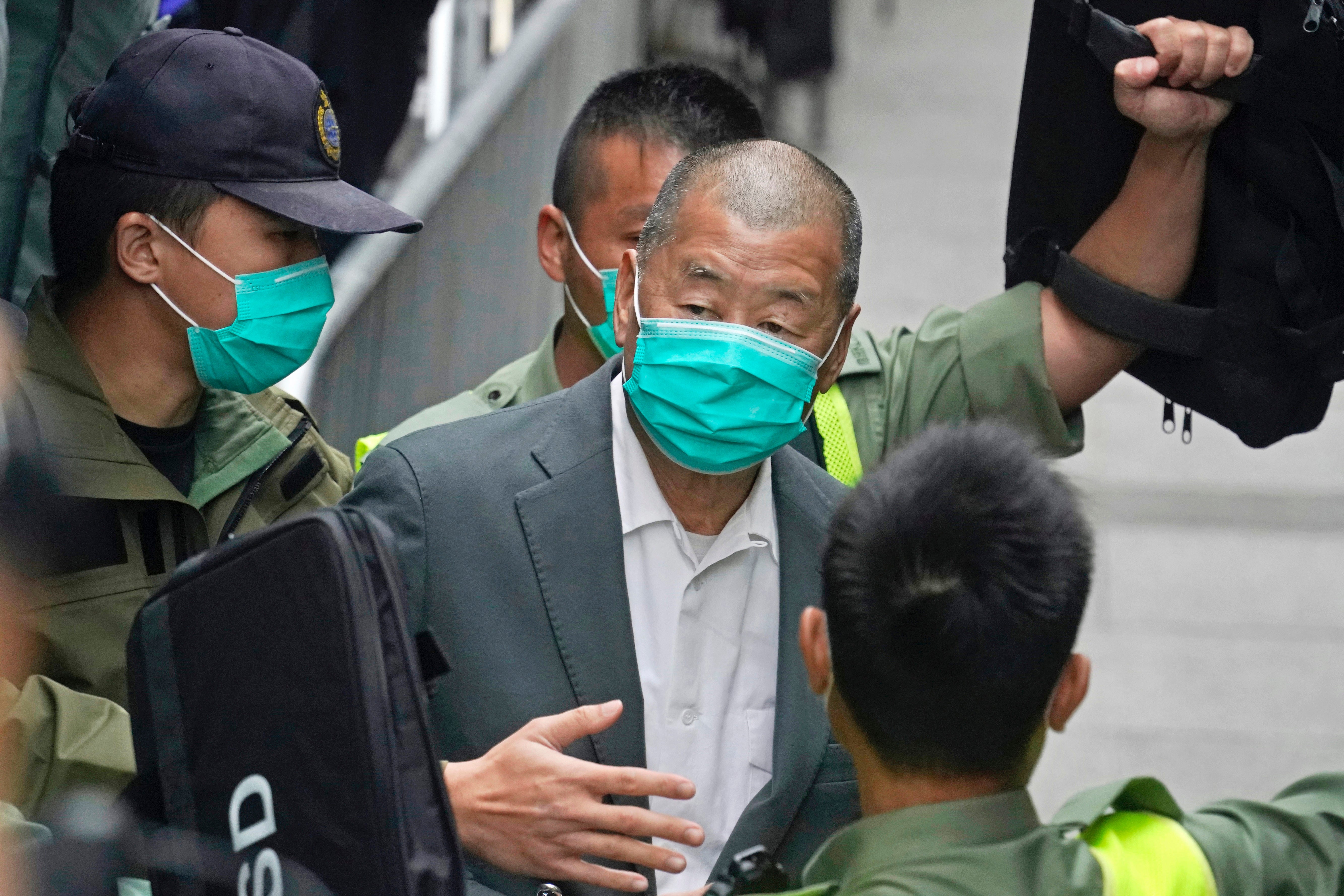 Jimmy Lai leaves the Hong Kong’s Court of Final Appeal earlier in the year