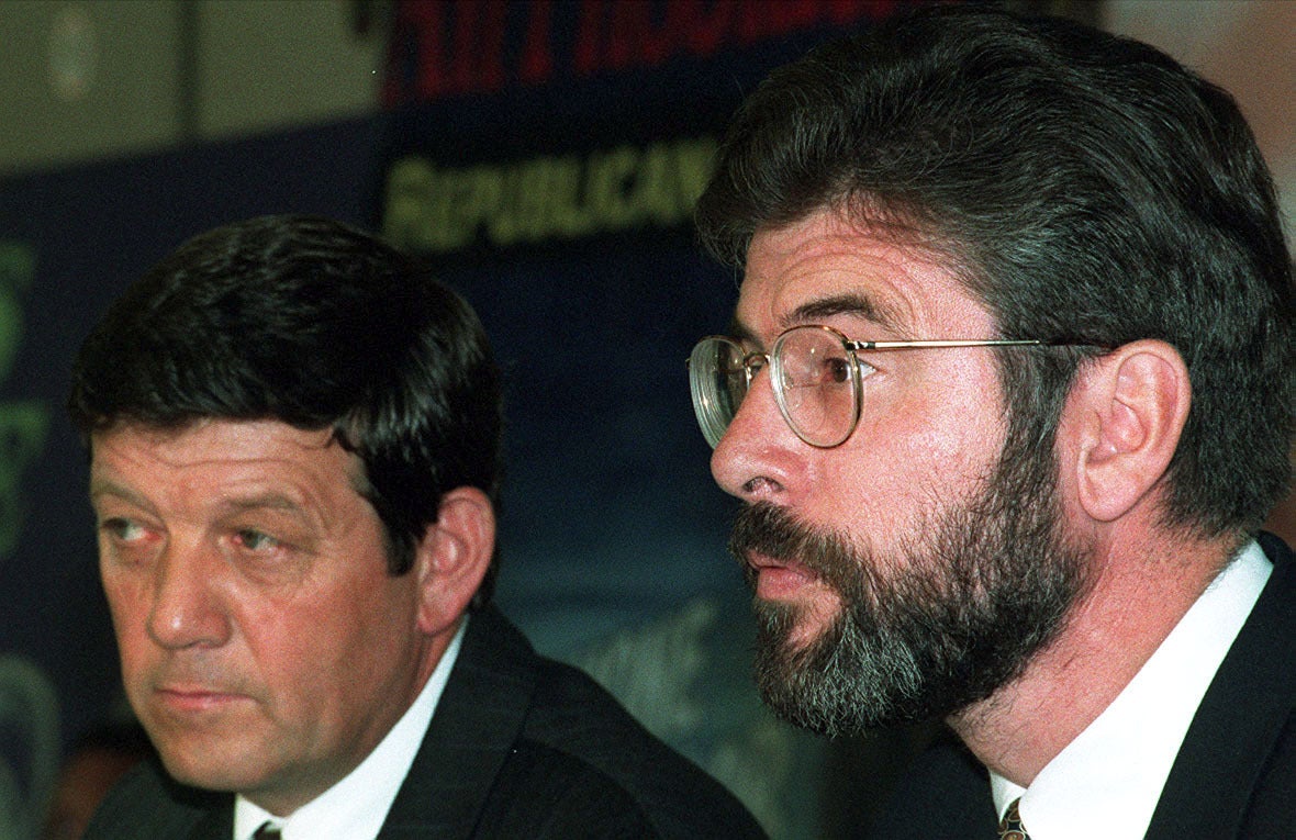 Pat Doherty and Gerry Adams (Martin McCullough/PA)