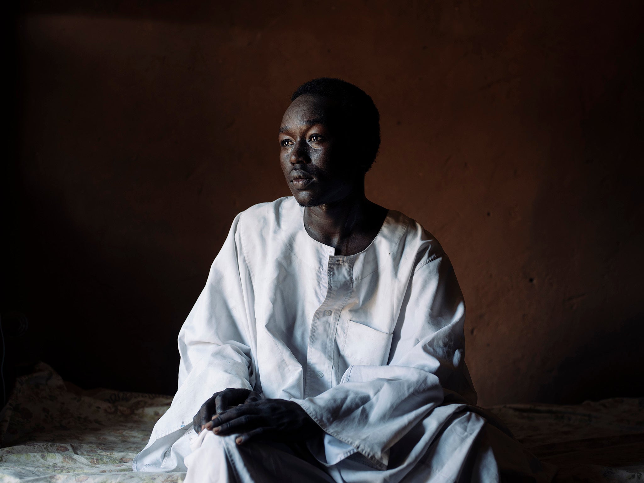 Ibrahim witnessed his father murdered in Darfur when rebels arrived in cars and pick-ups and opened fire on men women and children