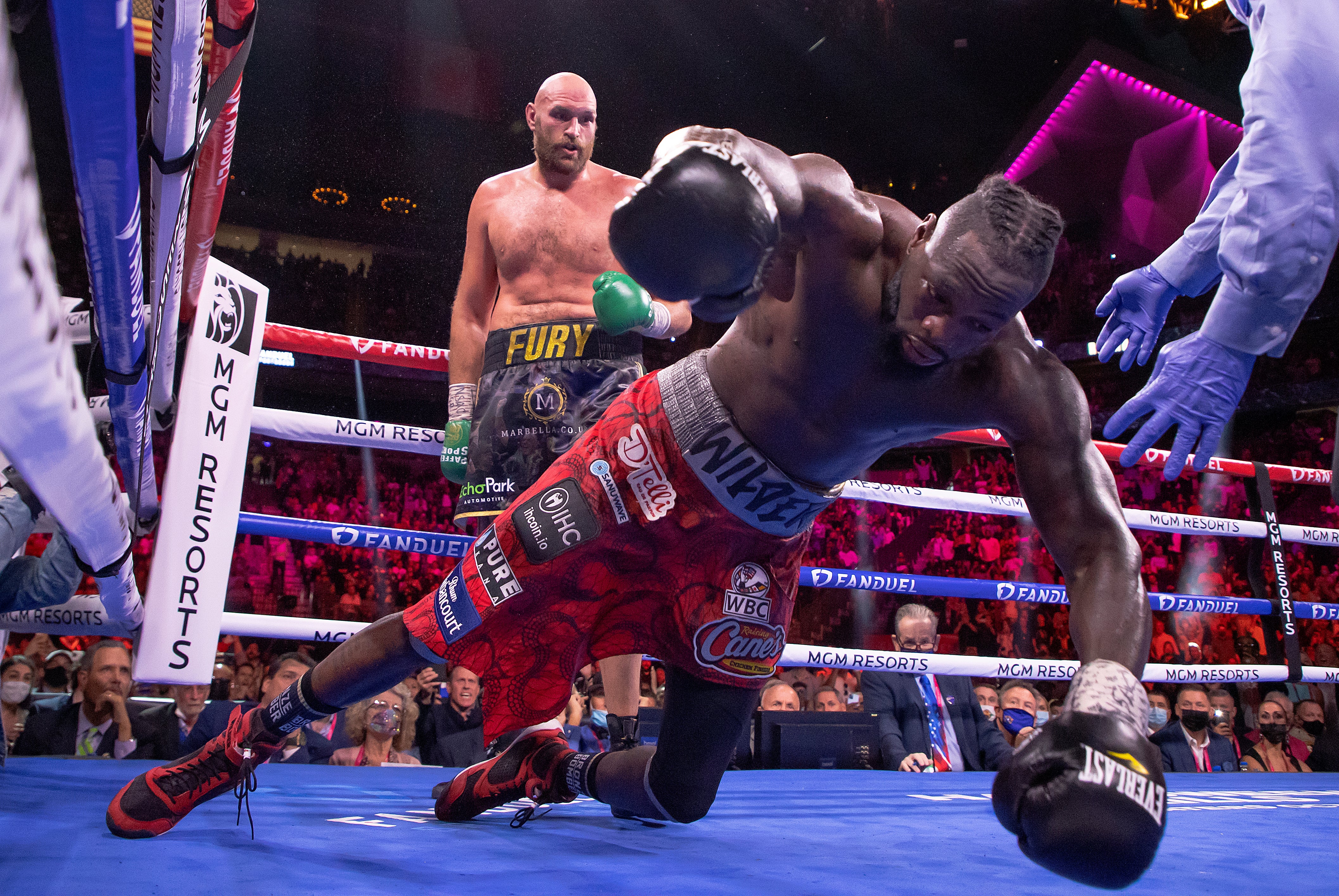 Tyson Fury stopped Deontay Wilder in their second fight and their third clash (pictured)