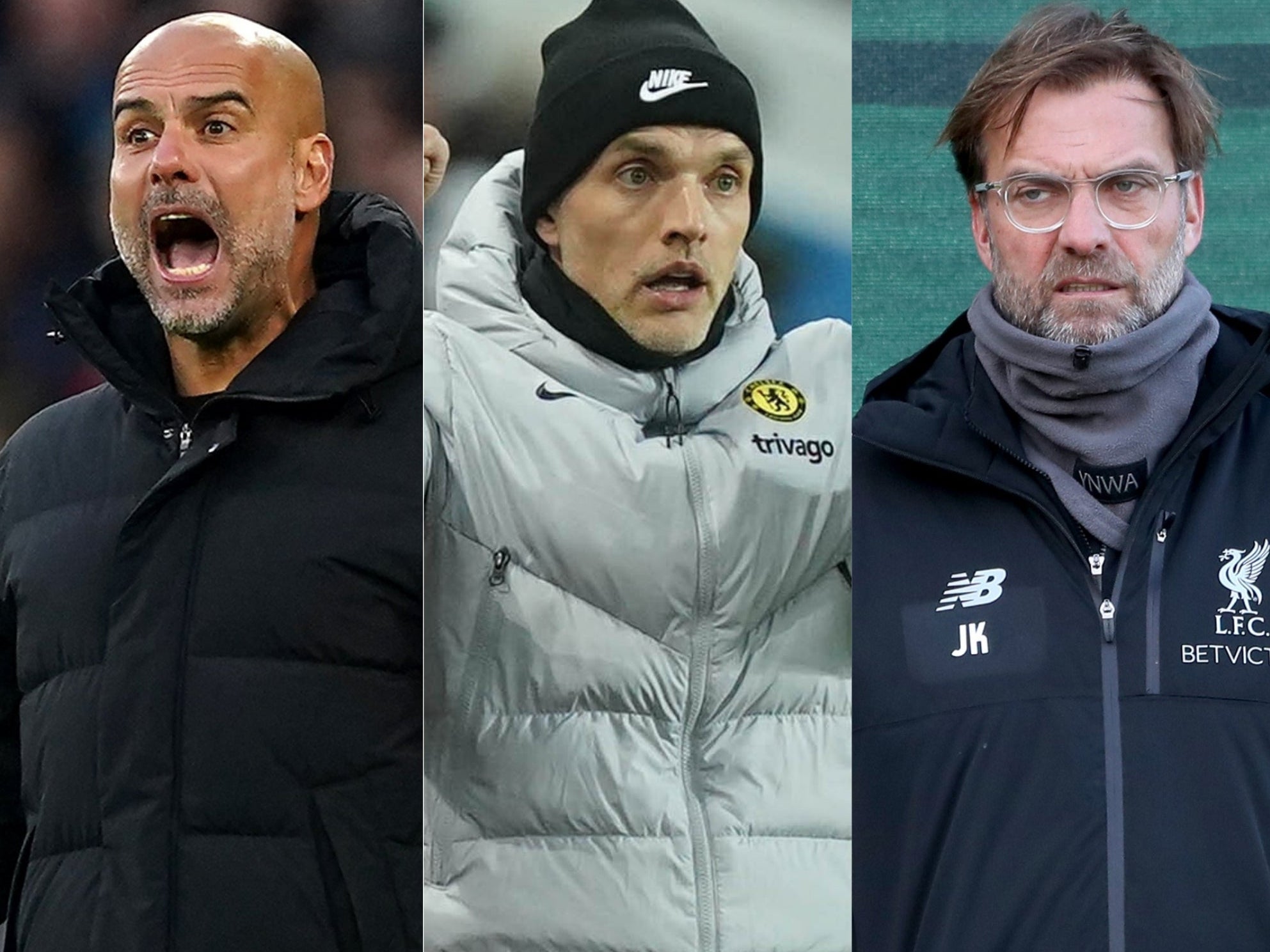 Pep Guardiola, Thomas Tuchel and Jurgen Klopp are heading to the business end of the season