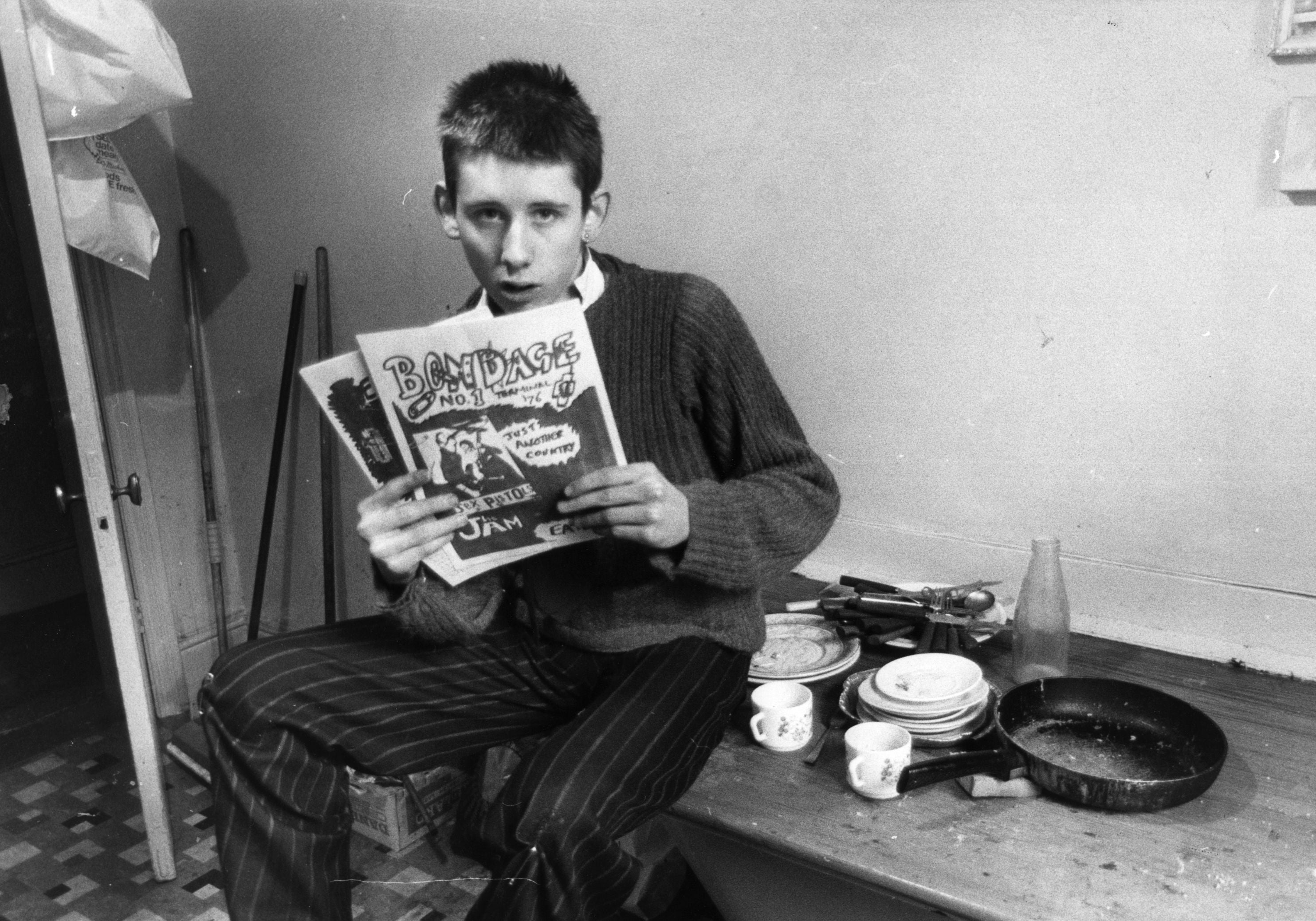 19-year-old Shane MacGowan, with his punk rock magazine 'Bondage'