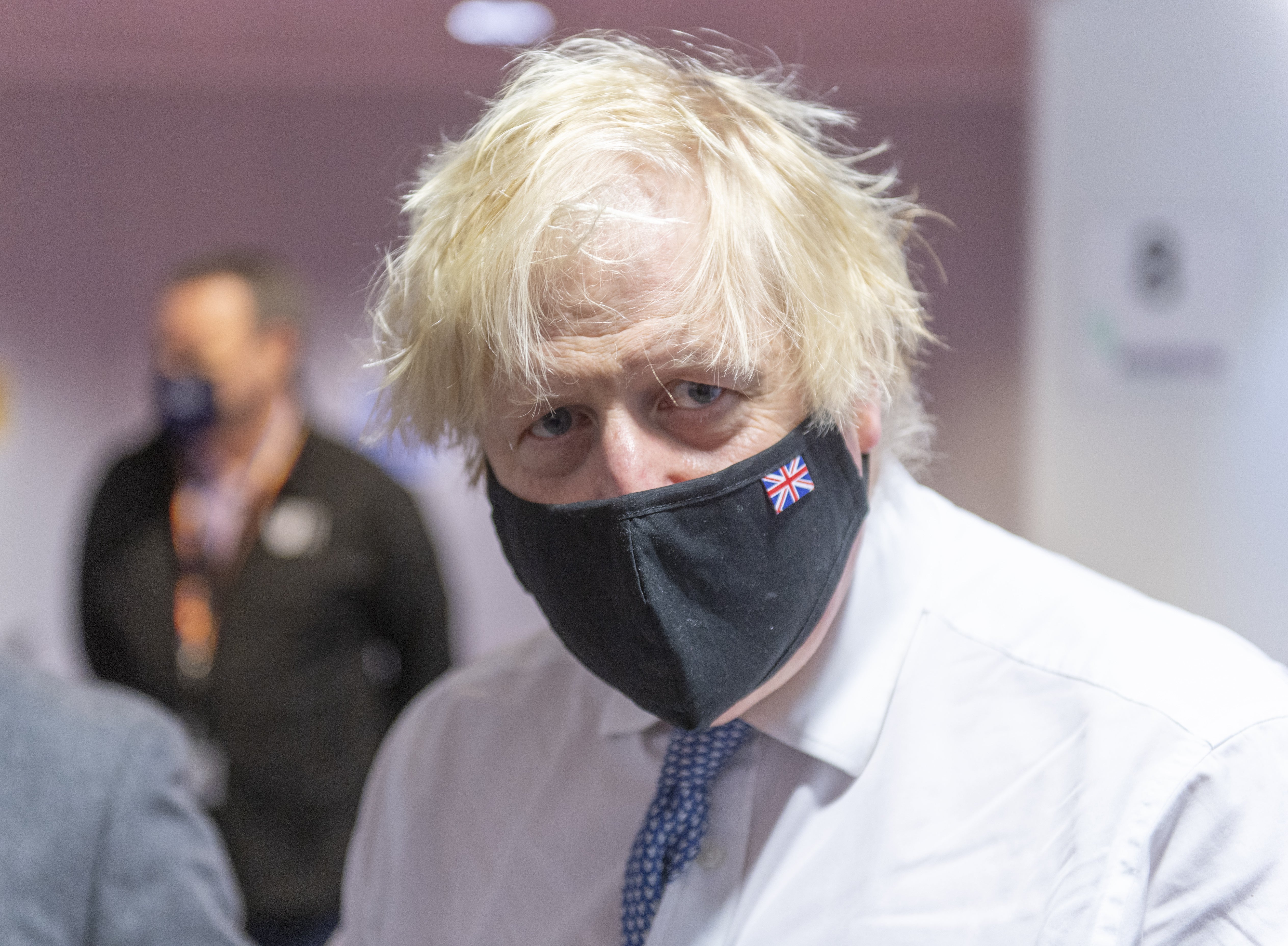 Prime Minister Boris Johnson visits a Covid vaccination centre in Milton Keynes (Geoff Pugh/Daily Telegraph/PA)