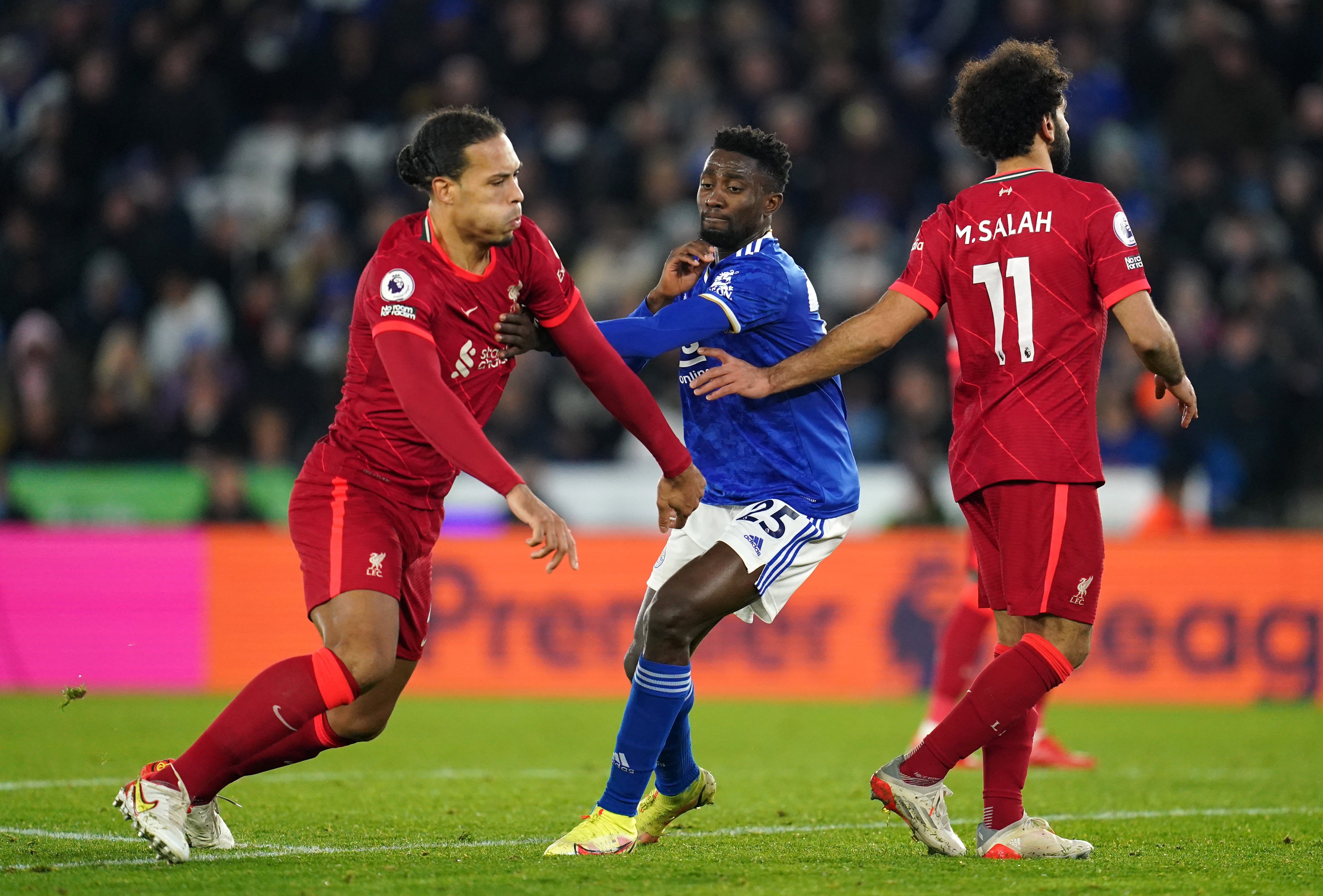 Liverpool’s Virgil Van Dijk (left) could not stop defeat at Leicester (Nick Potts/PA)