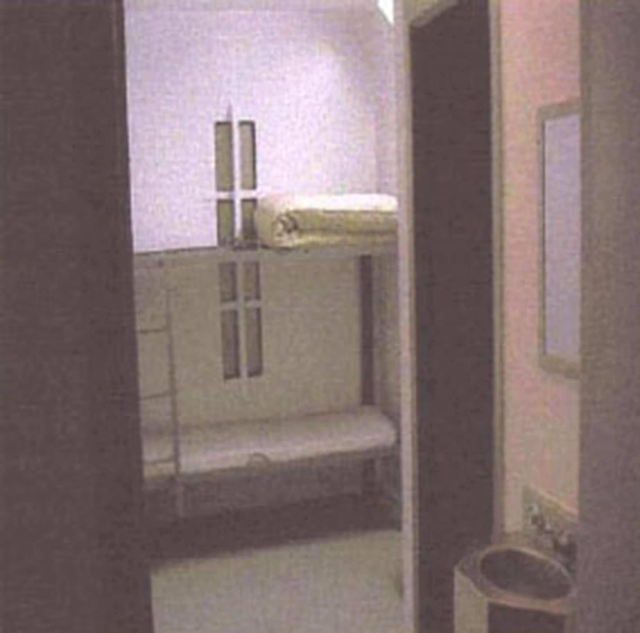 A bunk bed in a typical Metropolitan Detention Center administrative maximum (ADMAX) cell