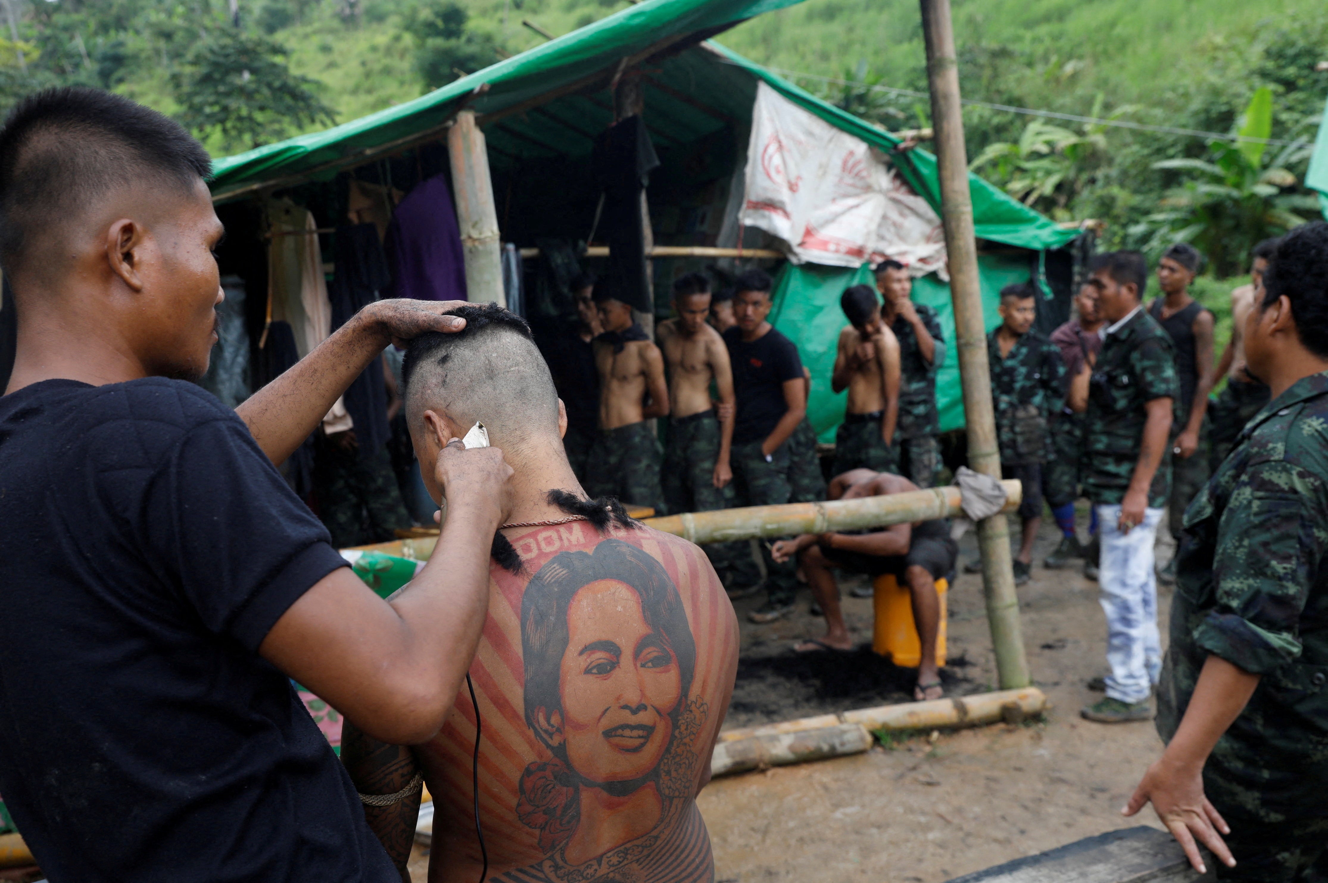 A 34-year-old former fitness trainer gets a military-style haircut