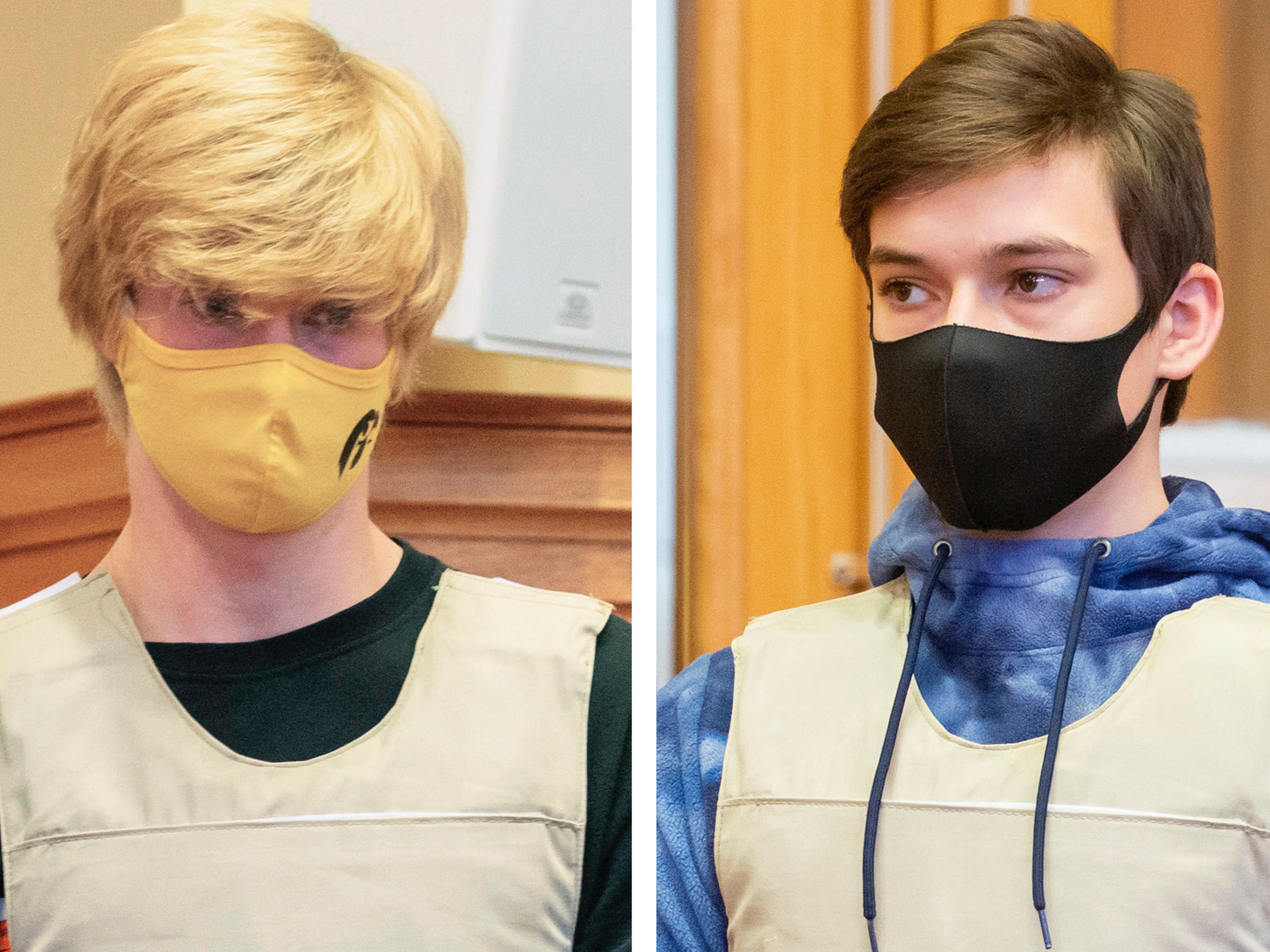 Jeremy Everett Goodale and Willard Noble Chaiden Miller at the Jefferson County Courthouse in Fairfield, Iowa, on 23 November