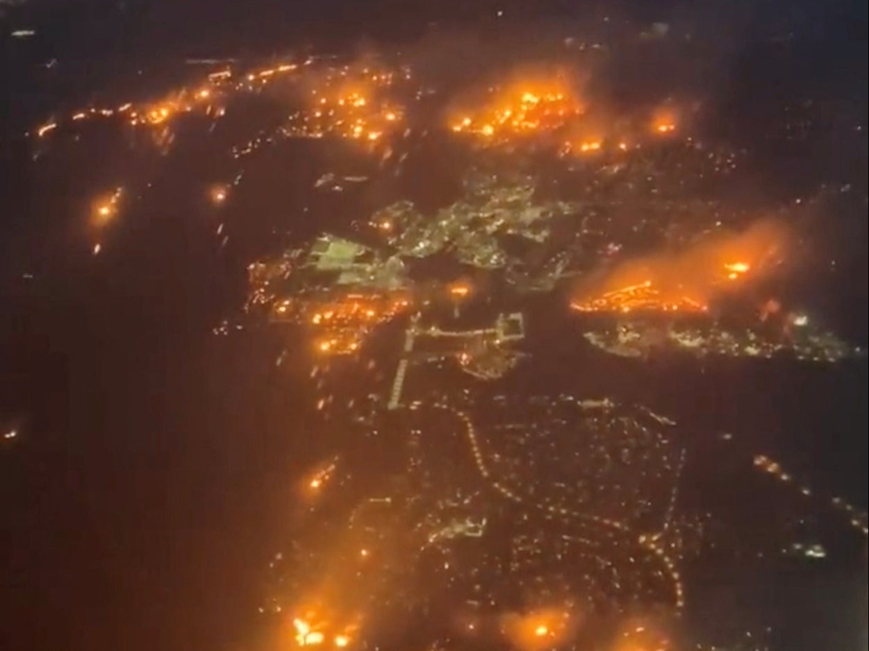 Fires burning in Superior are seen from a plane flying from Denver, Colorado