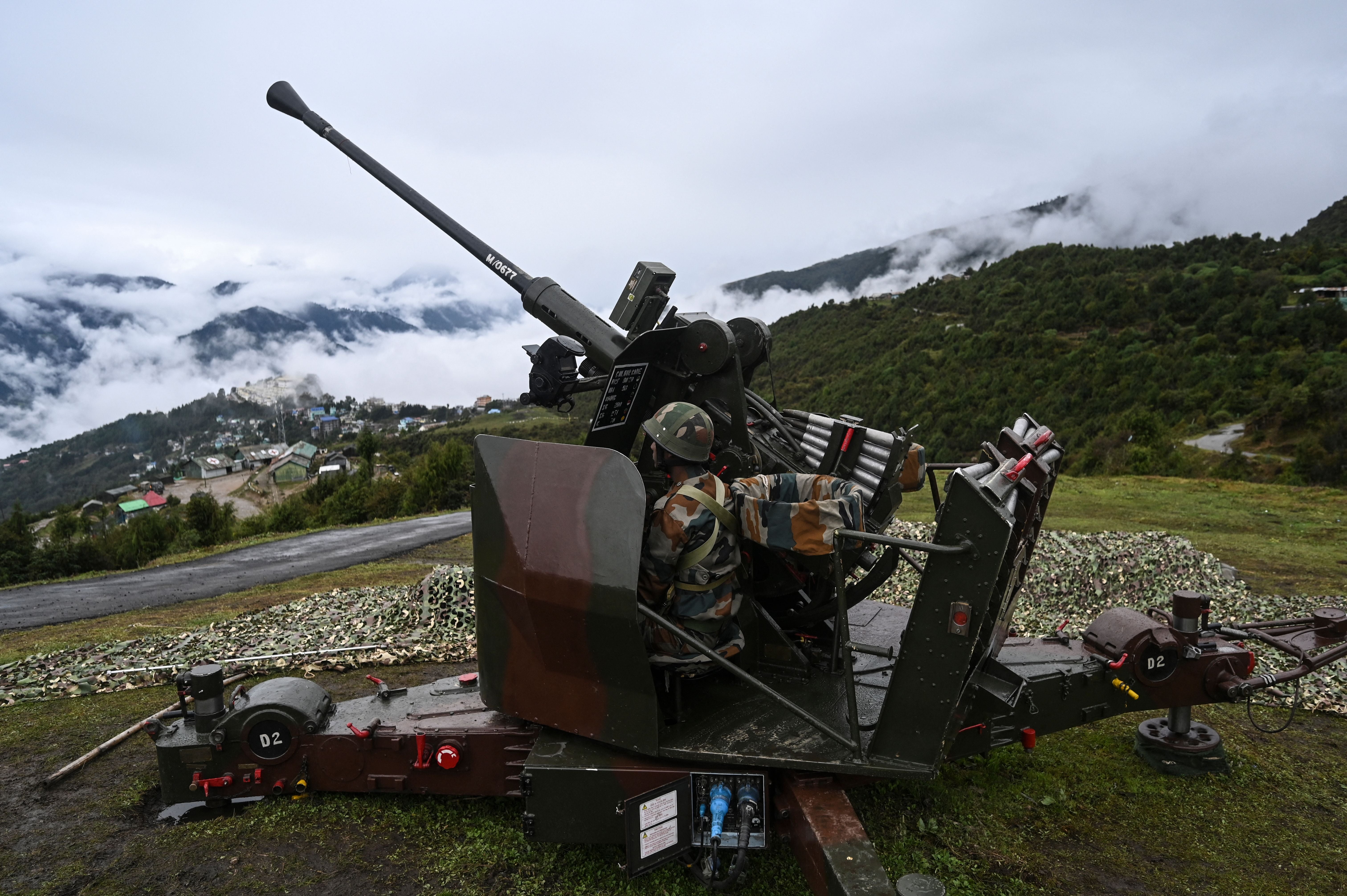 An Indian Army soldier in Tawang, near the Line of Actual Control (LAC), in the northeast Indian state of Arunachal Pradesh on 20 October 2021