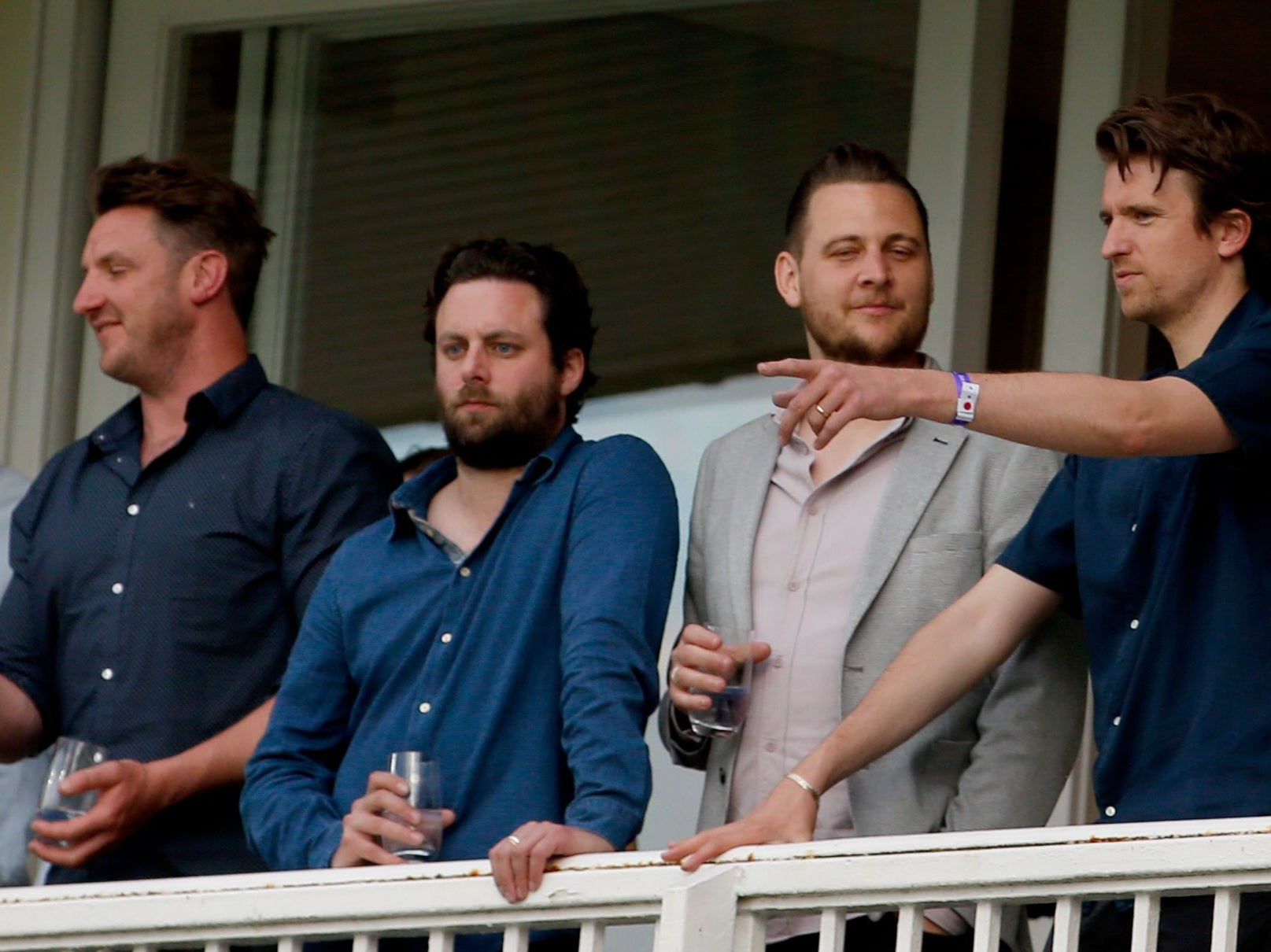 From right: Greg James, Adam Collins, Felix White and Matt Horan at the England vs New Zealand Test at Lord’s, June 2021