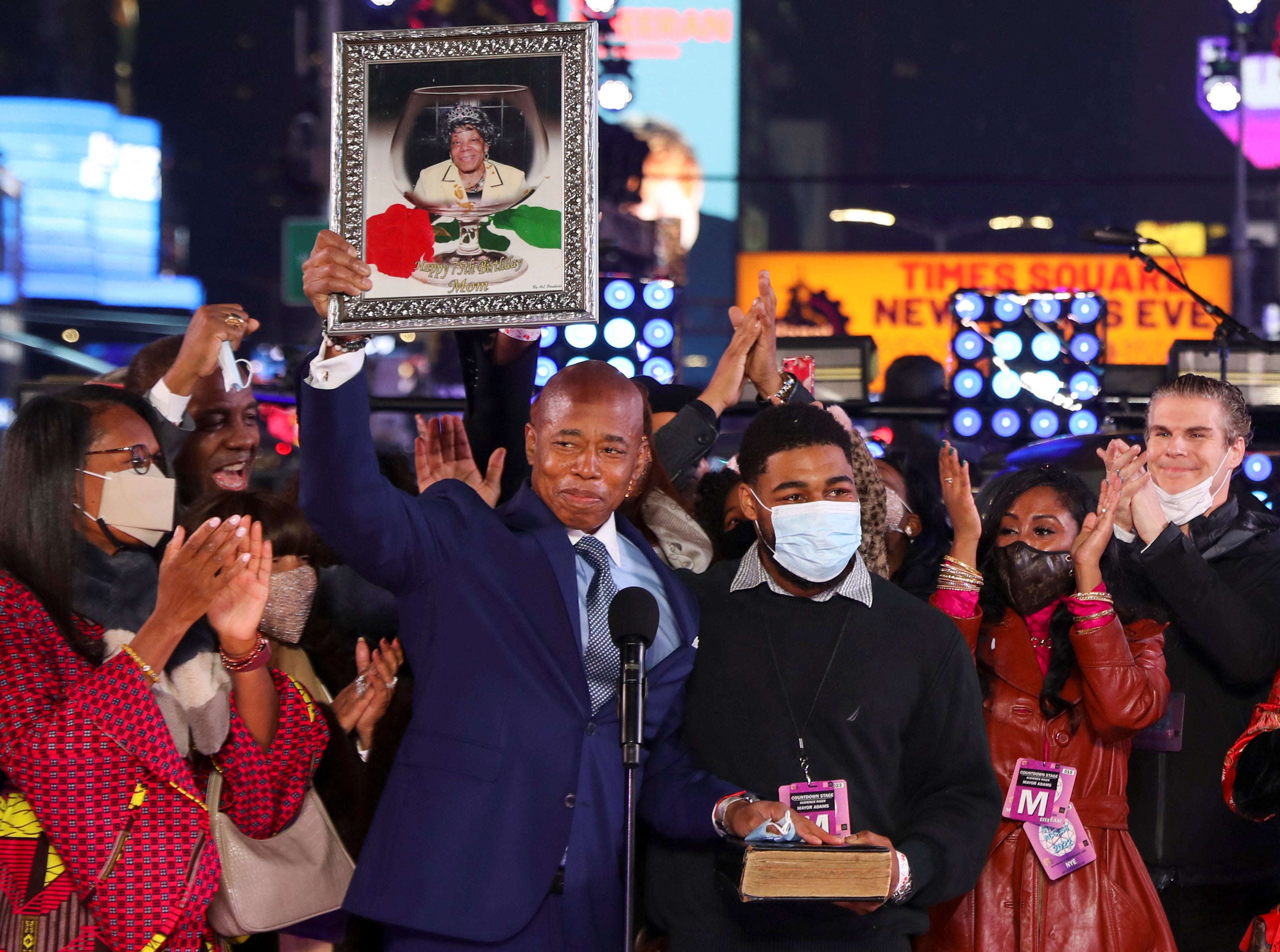 Eric Adams is sworn in as the 110th Mayor of New York City during the New Year’s celebrations in Times Square