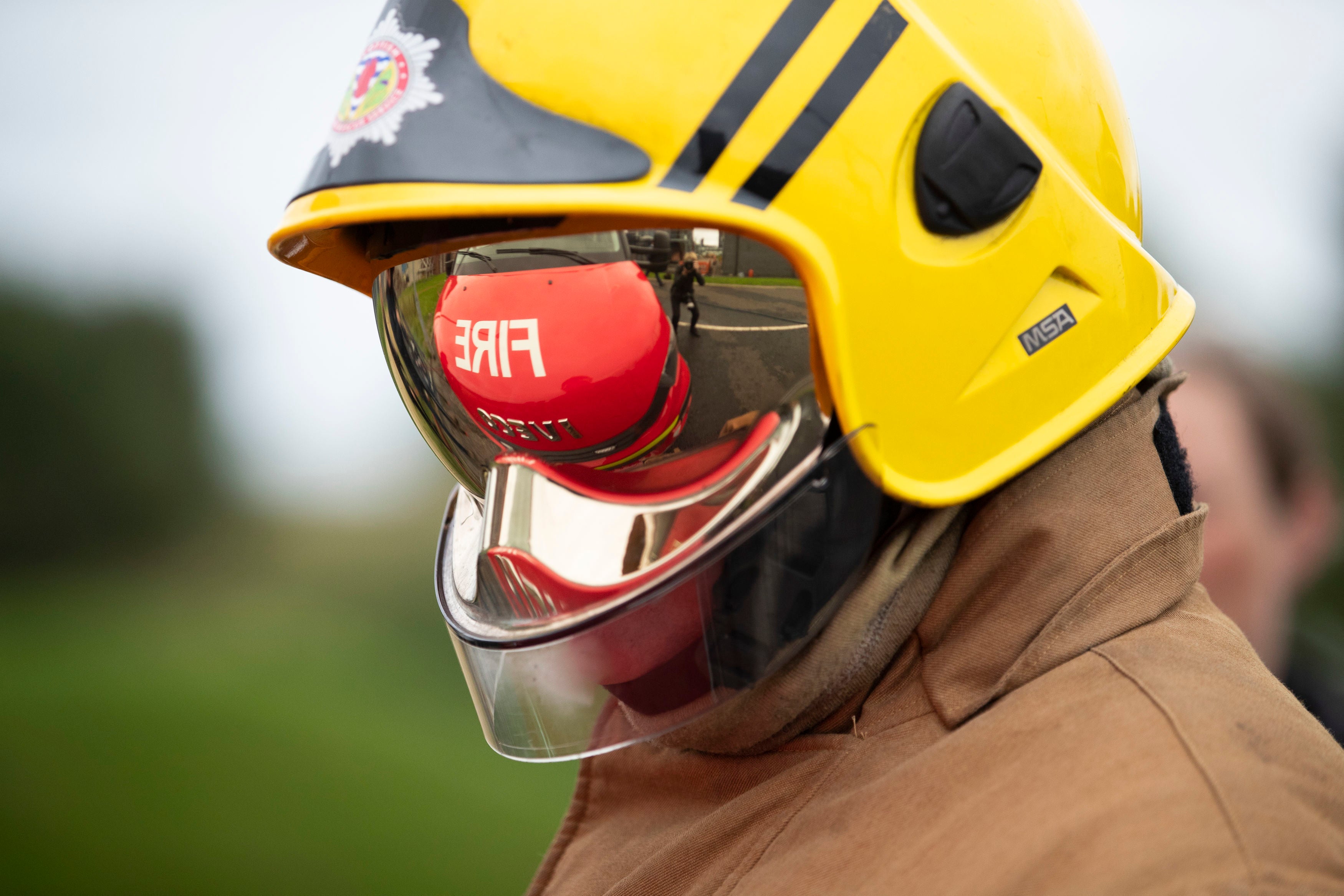 Firefighters extinguished the flames at a Covid test centre in Dumbarton (Jane Barlow/PA)