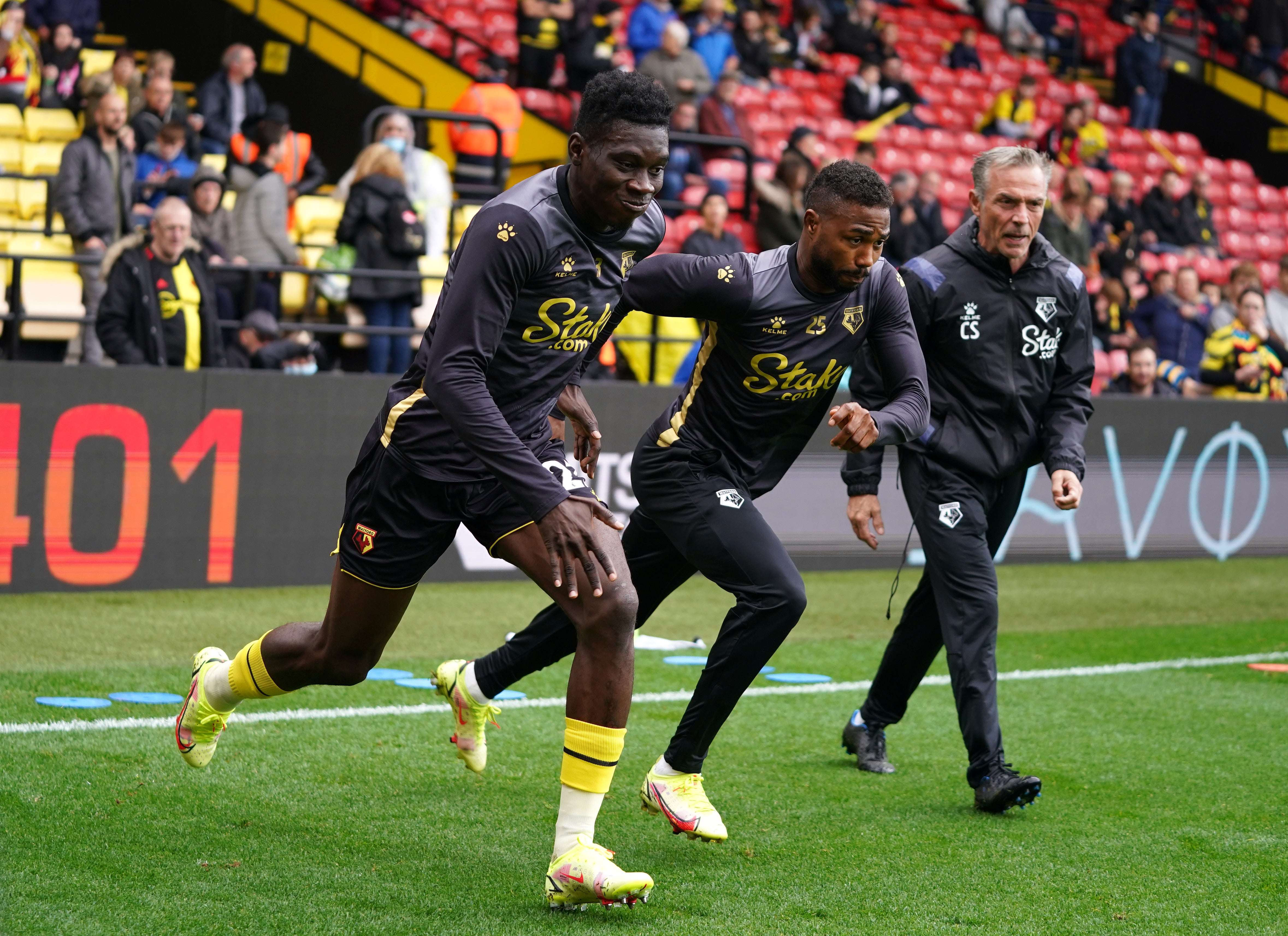 Watford’s Ismaila Sarr (left) and Emmanuel Dennis (Tess Derry/PA)