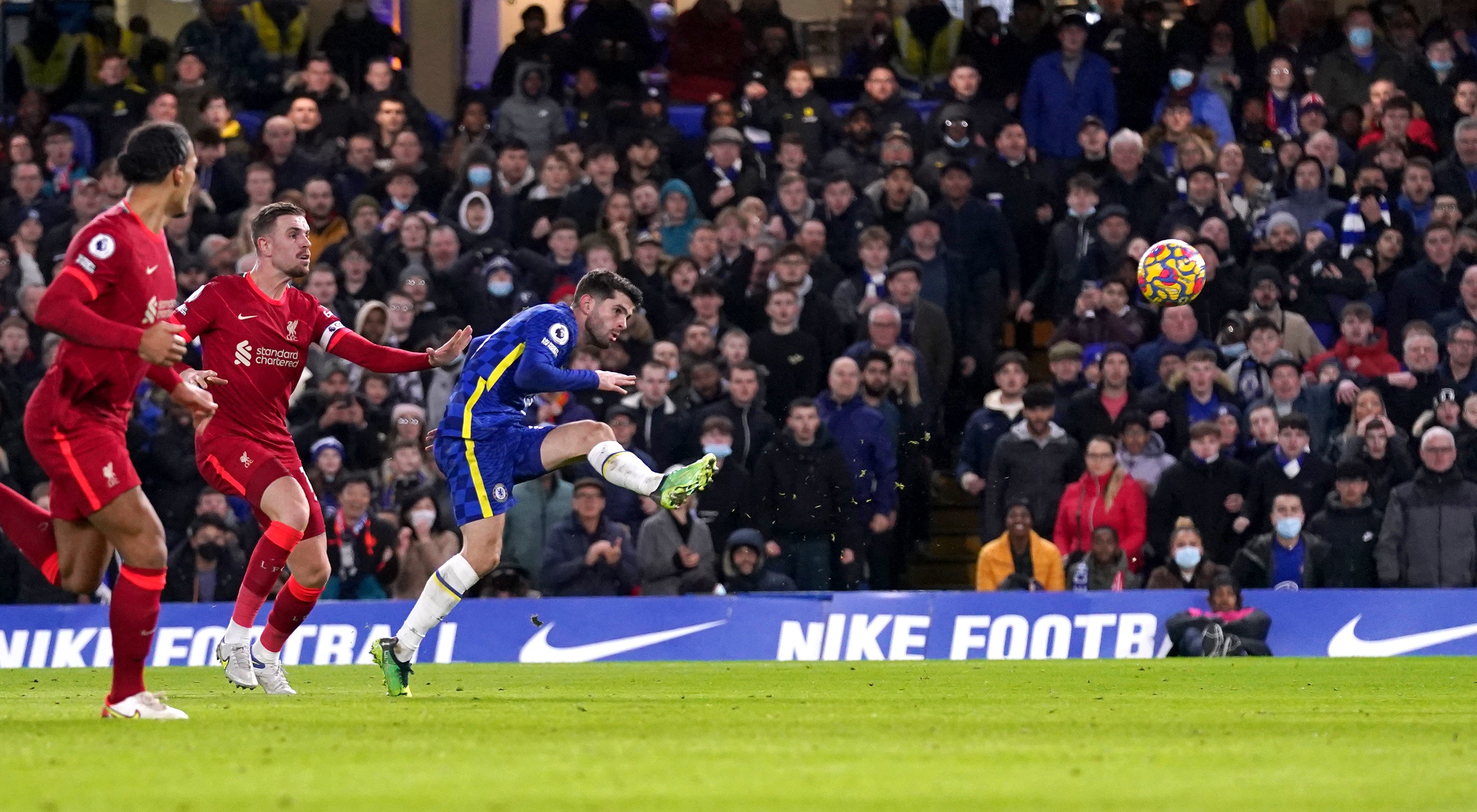 Christian Pulisic scores Chelsea’s equaliser (Adam Davy/PA)