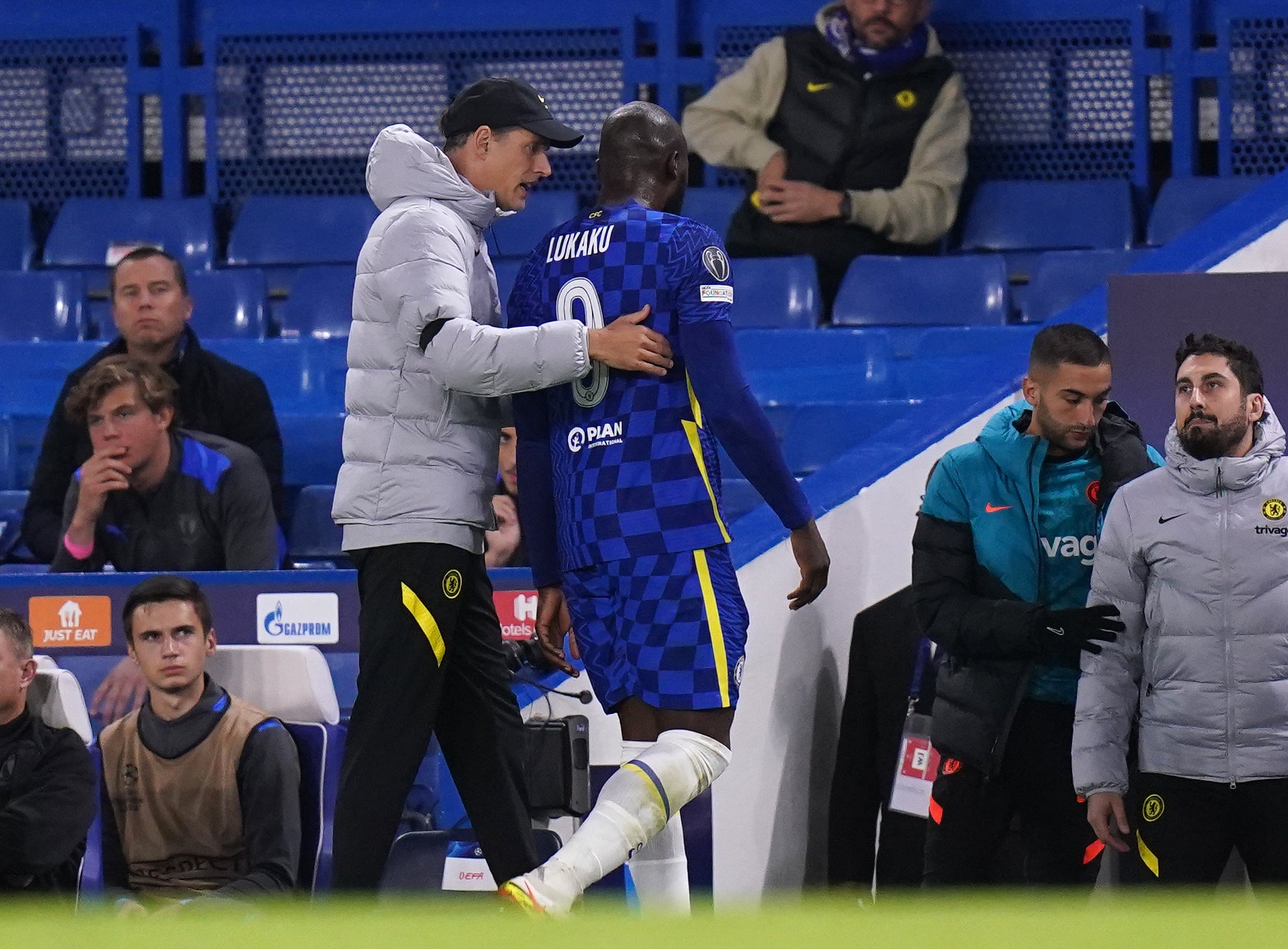 Thomas Tuchel, left, vowed to ‘protect’ Romelu Lukaku (Adam Davy/PA)