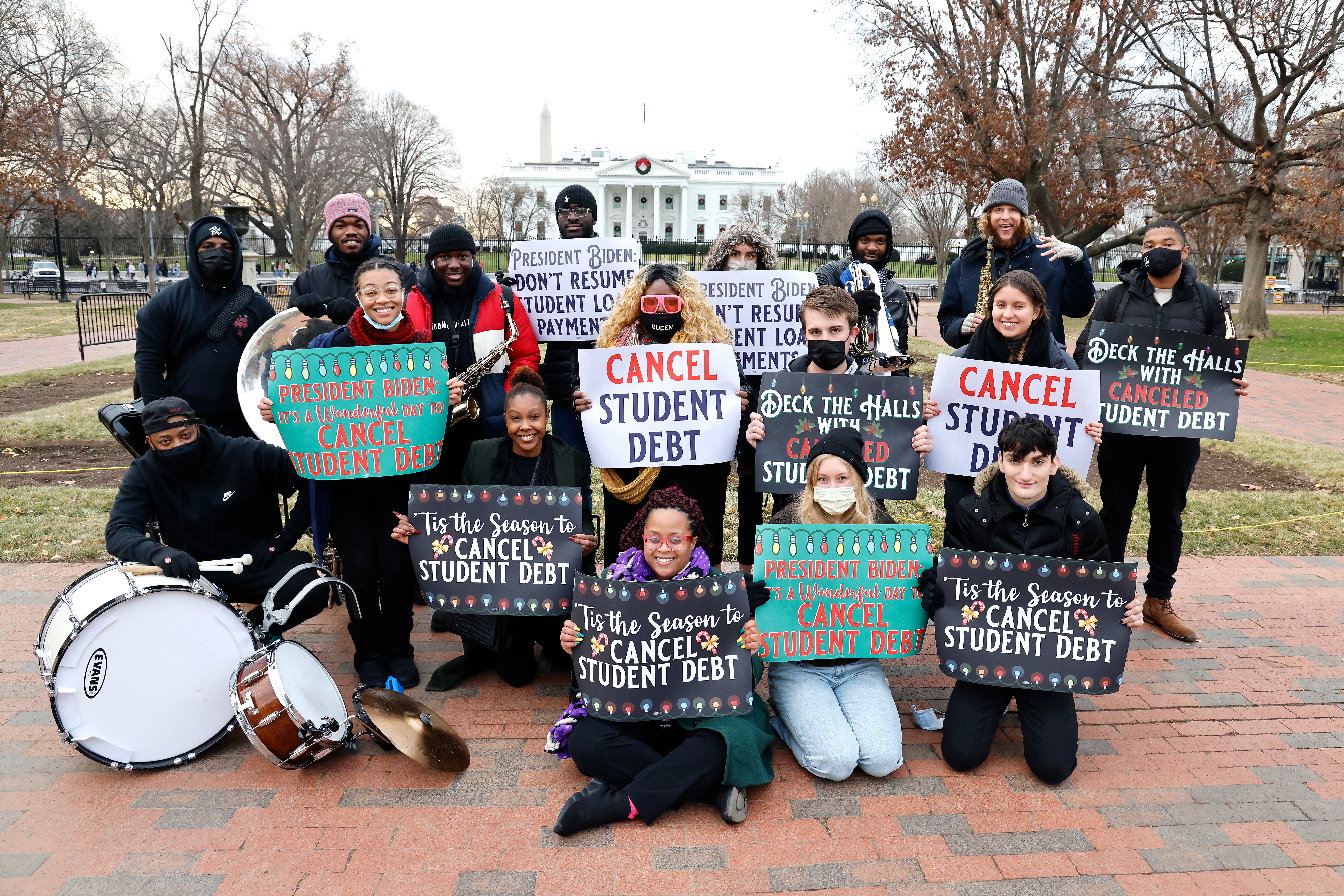 Activists called on Joe Biden to cancel student loan debt during a rally outside the White House on 15 December.