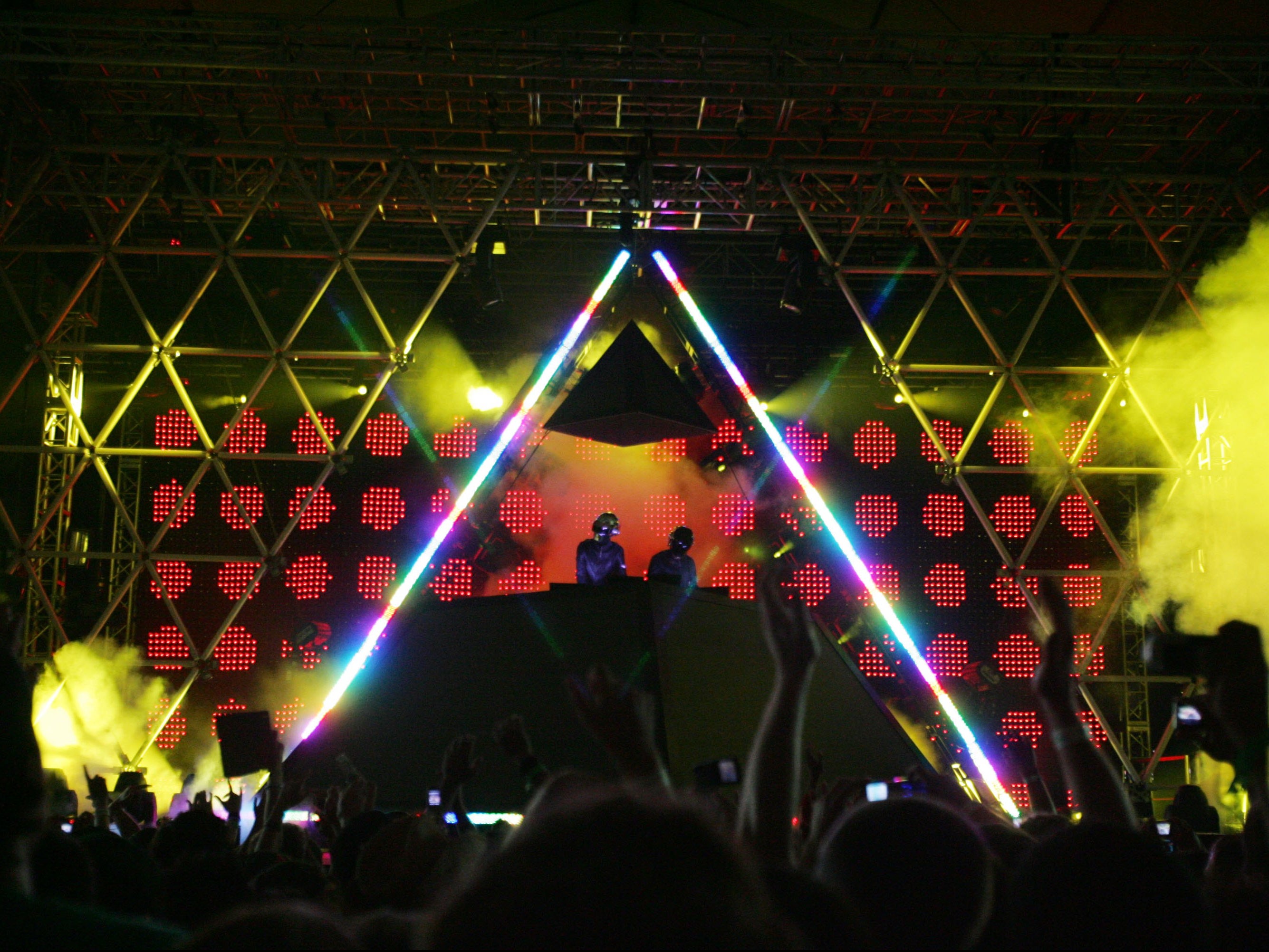 Daft Punk debuted their pyramid stage set-up at Coachella 2006.