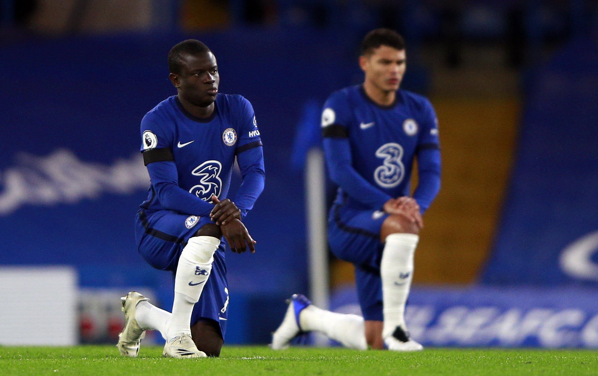 N’Golo Kante and Thiago Silva (right) have tested positive for Covid-19 (Ian Walton/PA)