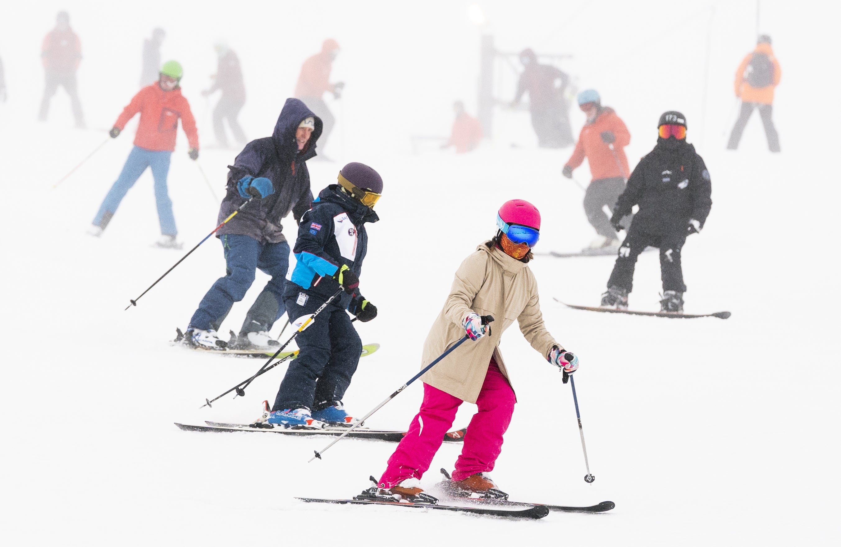 Skiers and snowboarders at the Glenshee Snowsports Centre (Jane Barlow/PA)