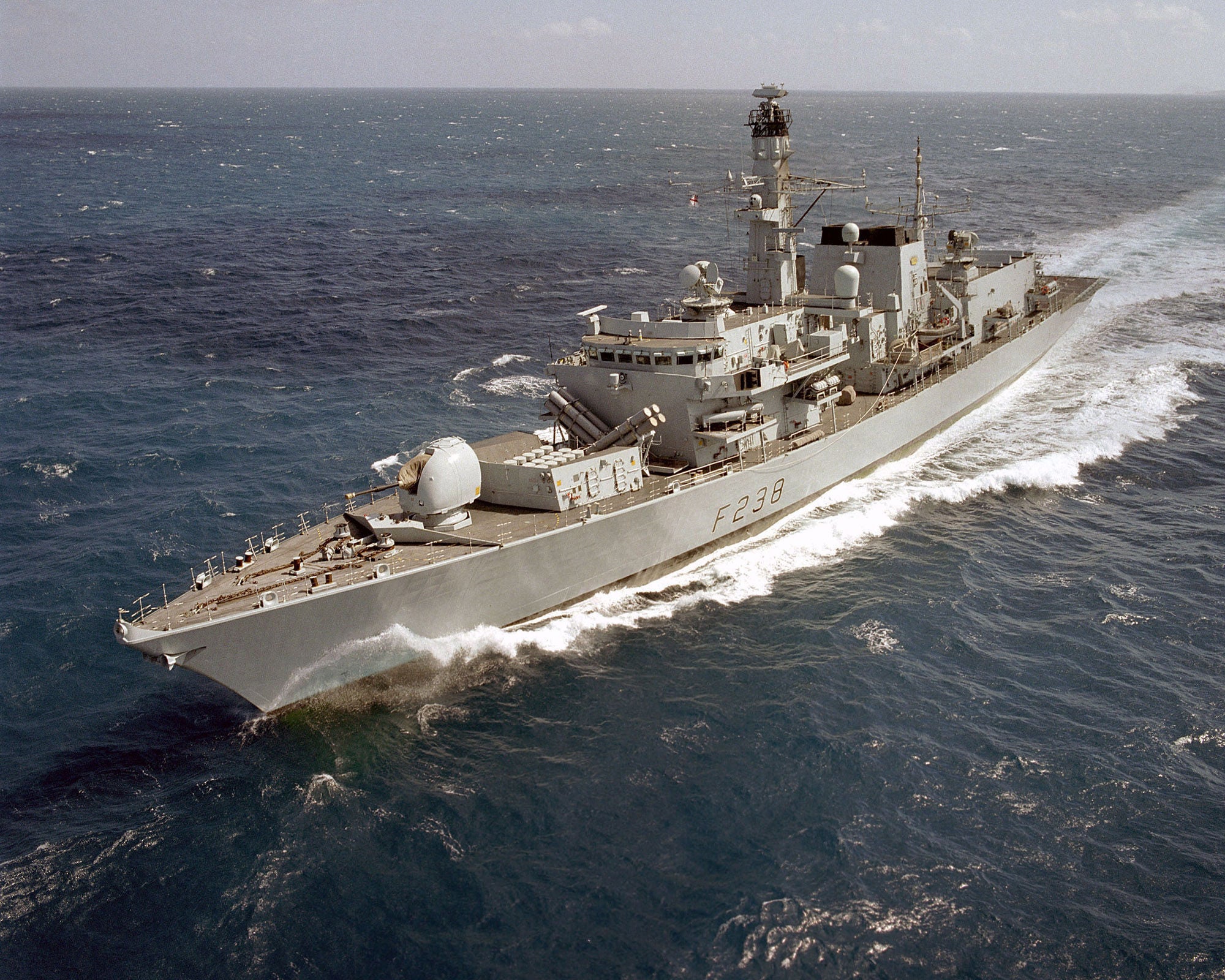 Royal Navy warship HMS Northumberland was hit by a Russian submarine while on patrol in the North Atlantic Ocean (POA(Phot) Gary Davies/PA)