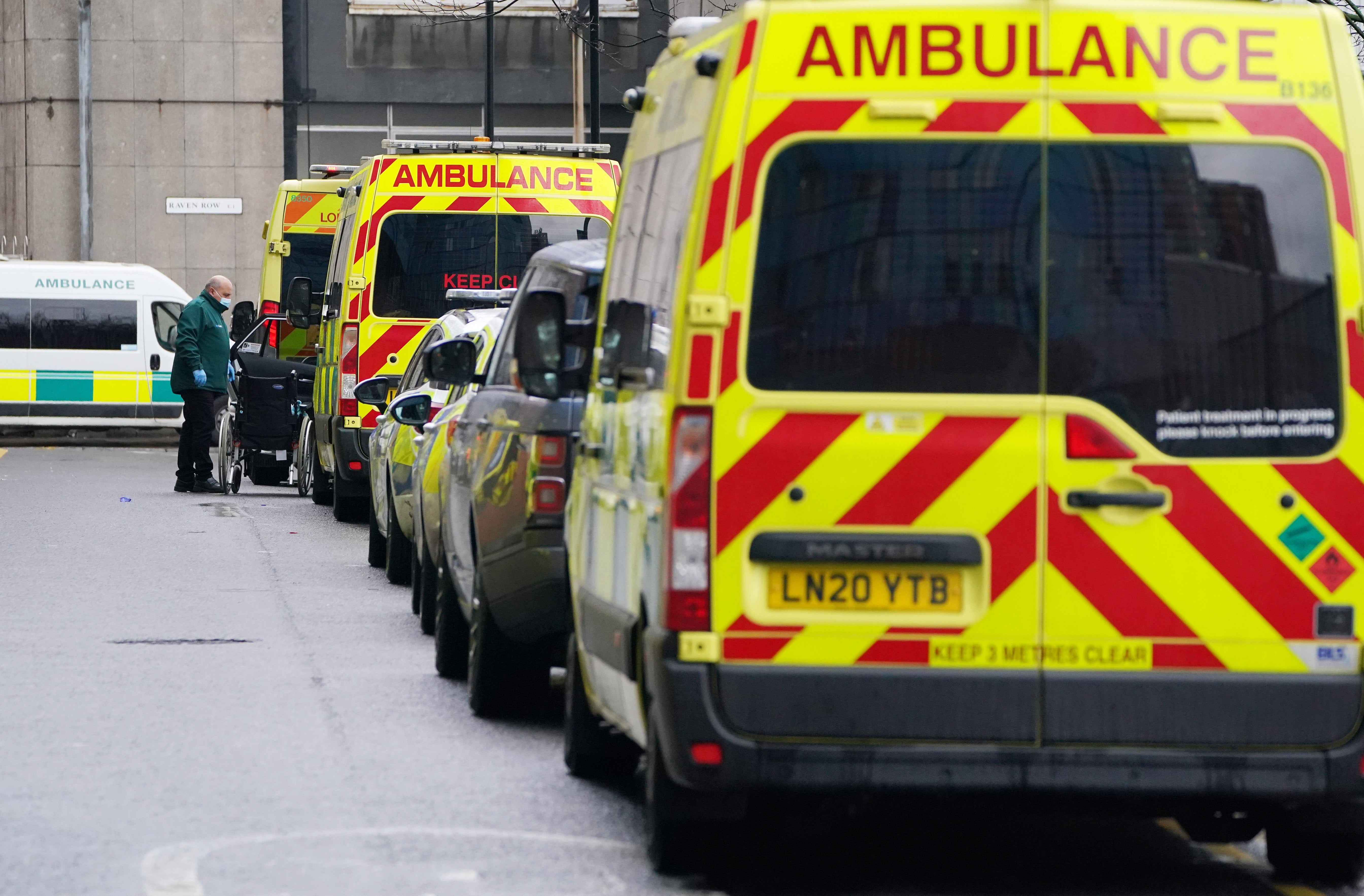 Ambulances parked outside the Royal London Hospital (PA)