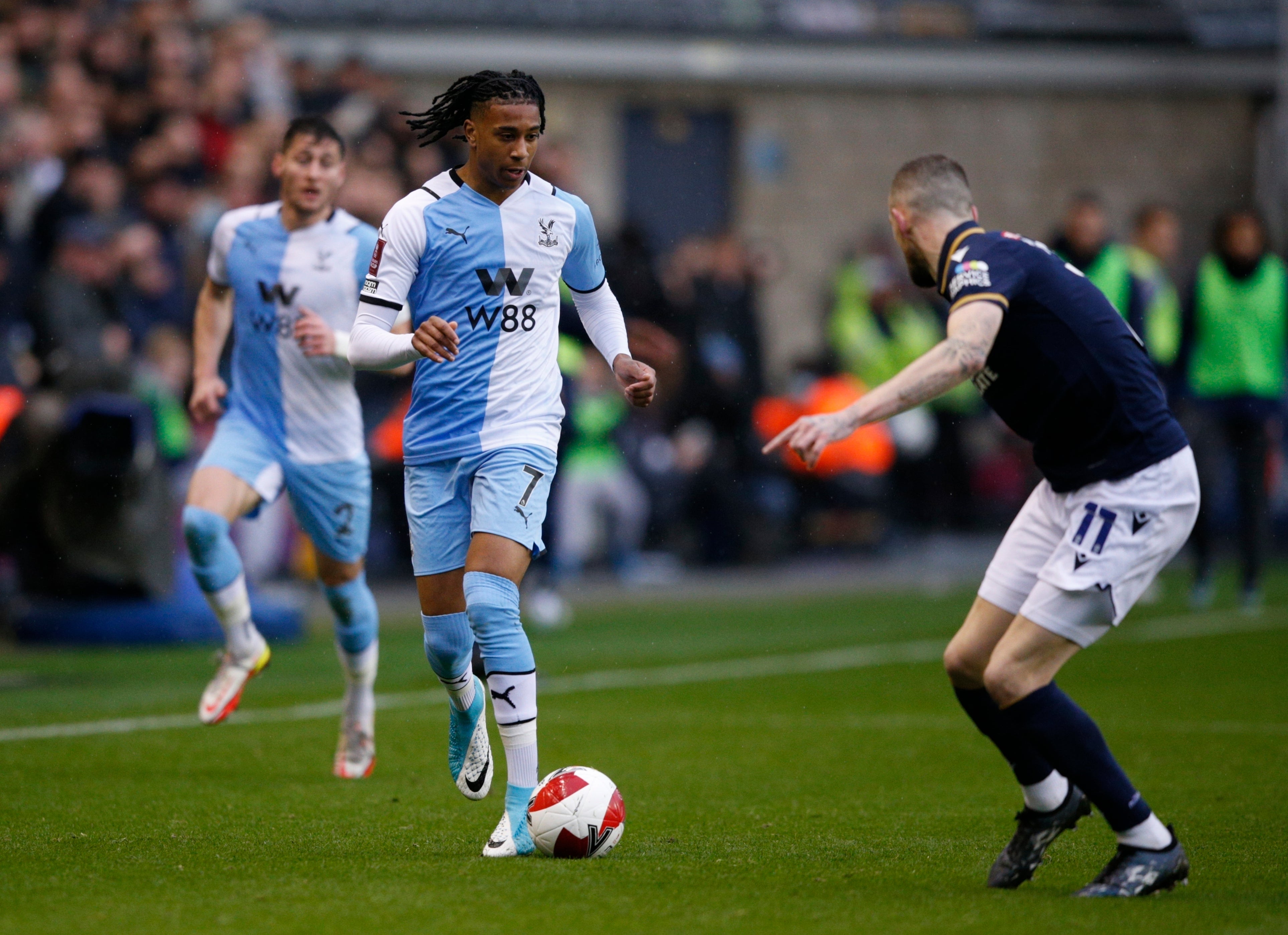 Michael Olise helped Crystal Palace come from behind to beat Millwall in the FA Cup (David Cliff/AP/PA)