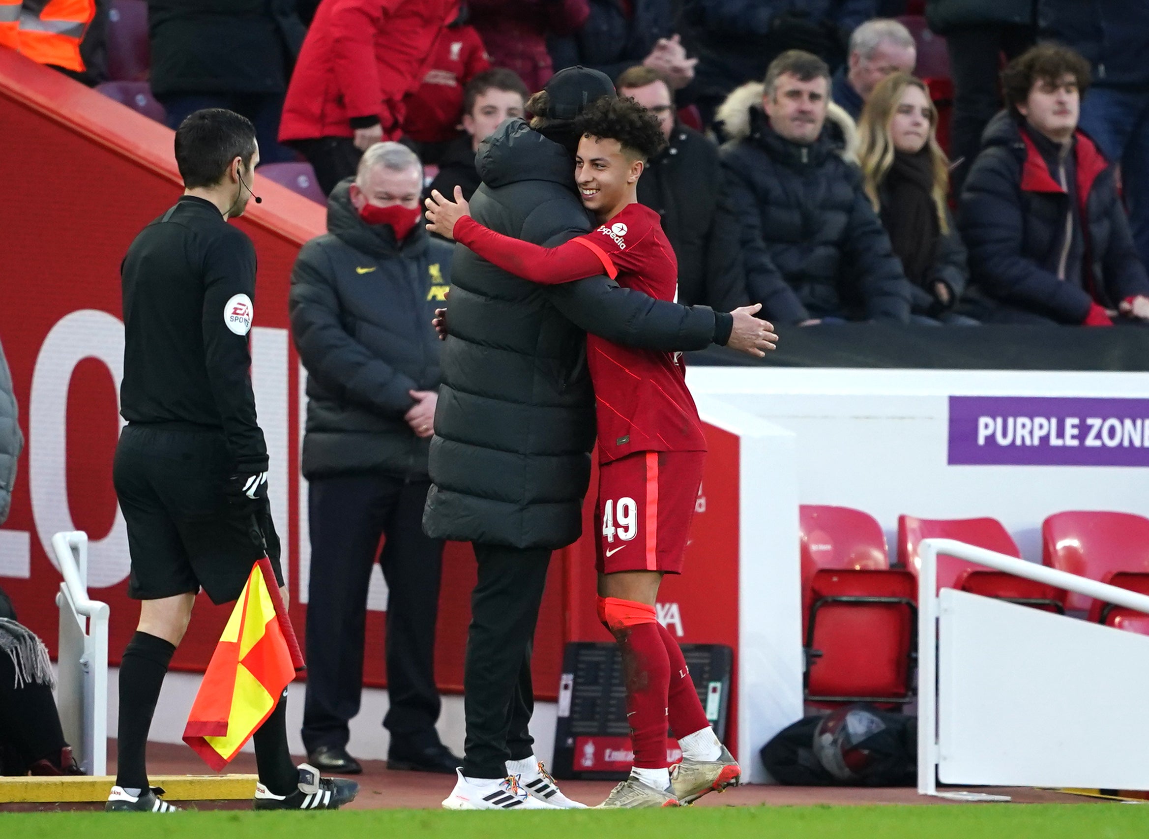 Kaide Gordon was given a standing ovation as he was substituted in the second half