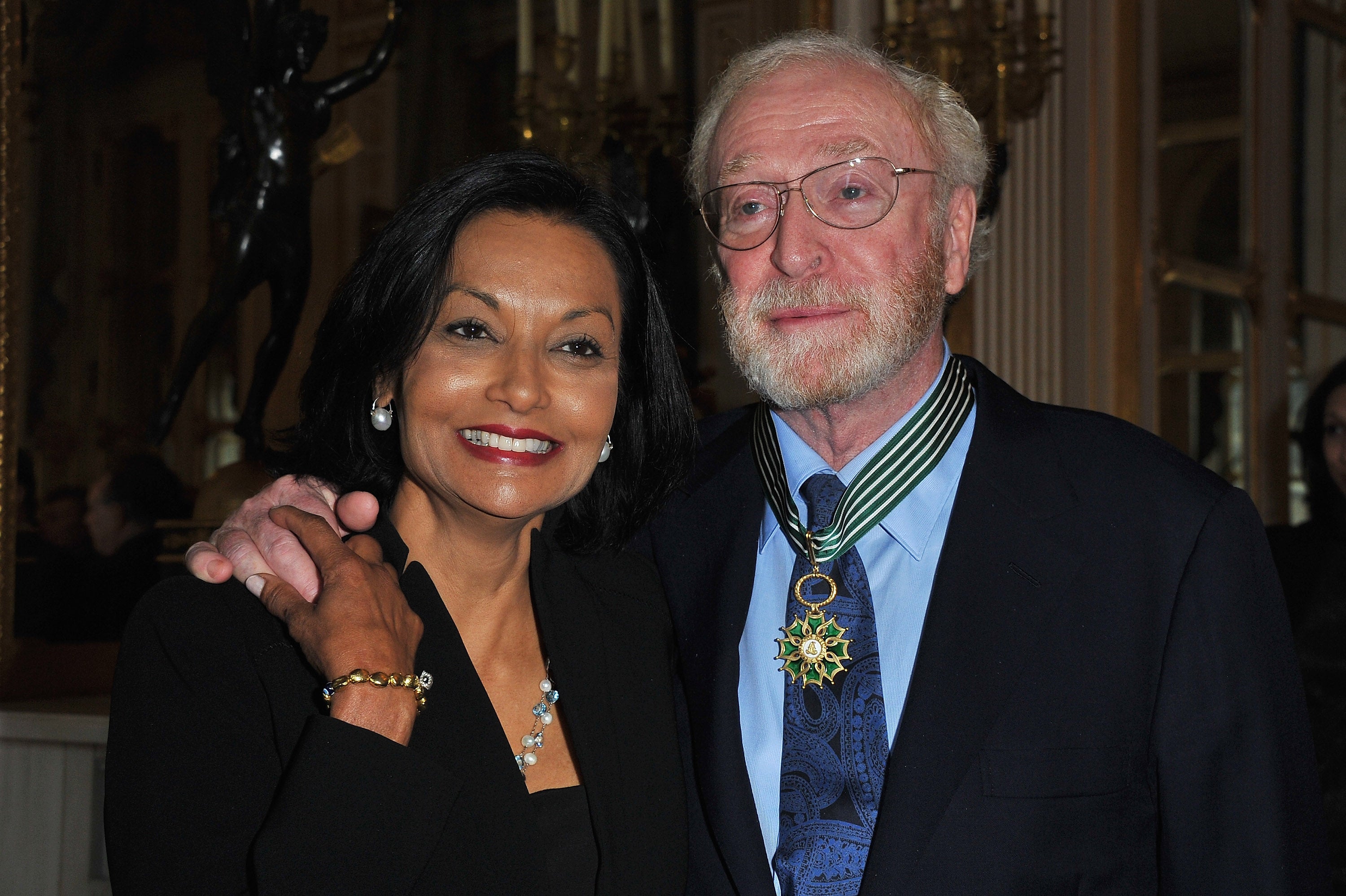 Michael Caine with his wife, Shakira, after being awarded ‘Commandeur des arts et des lettres’ by French culture minister Frederic Mitterrand, January 2011