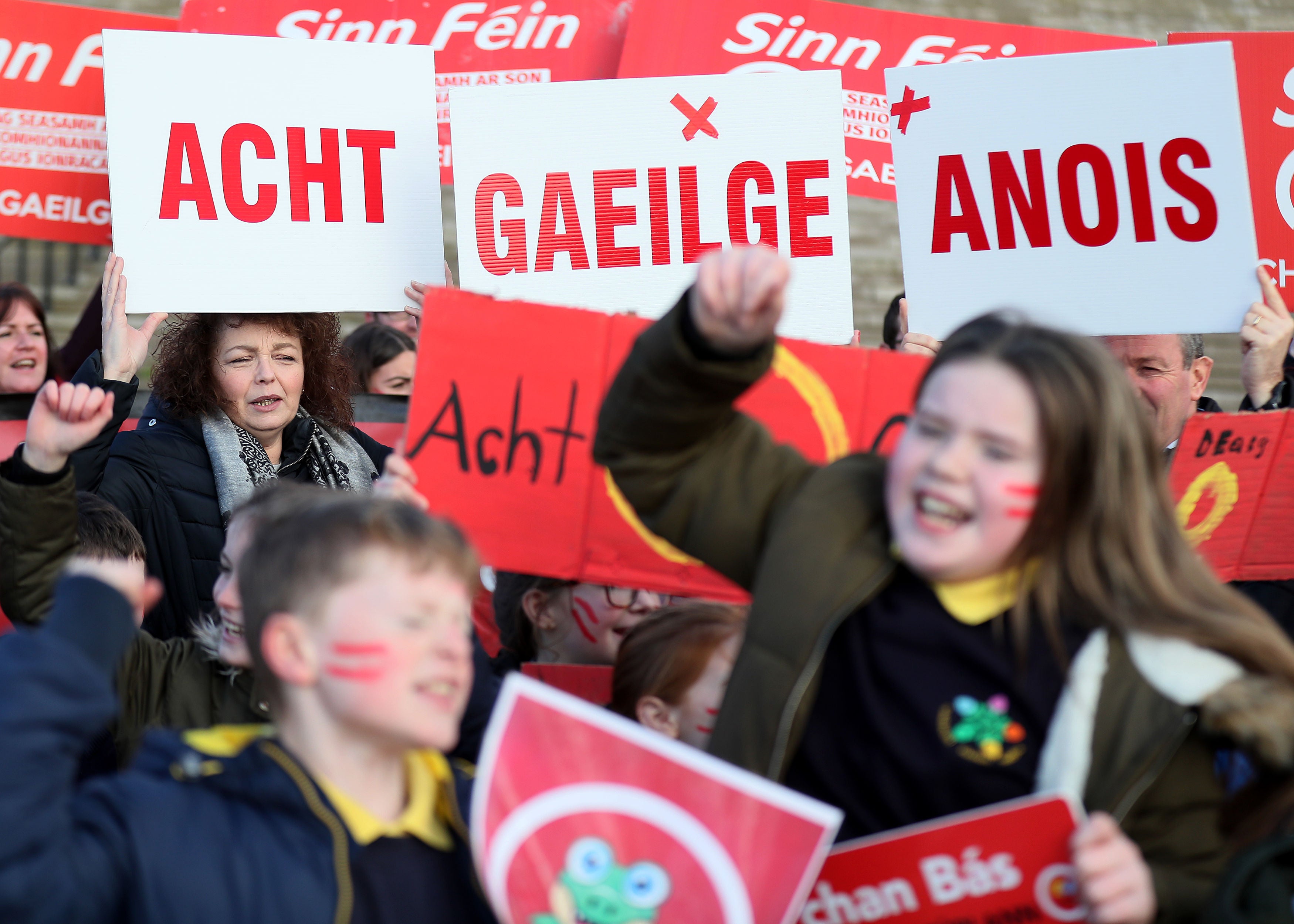 Irish language act campaigners (Brian Lawless/PA)