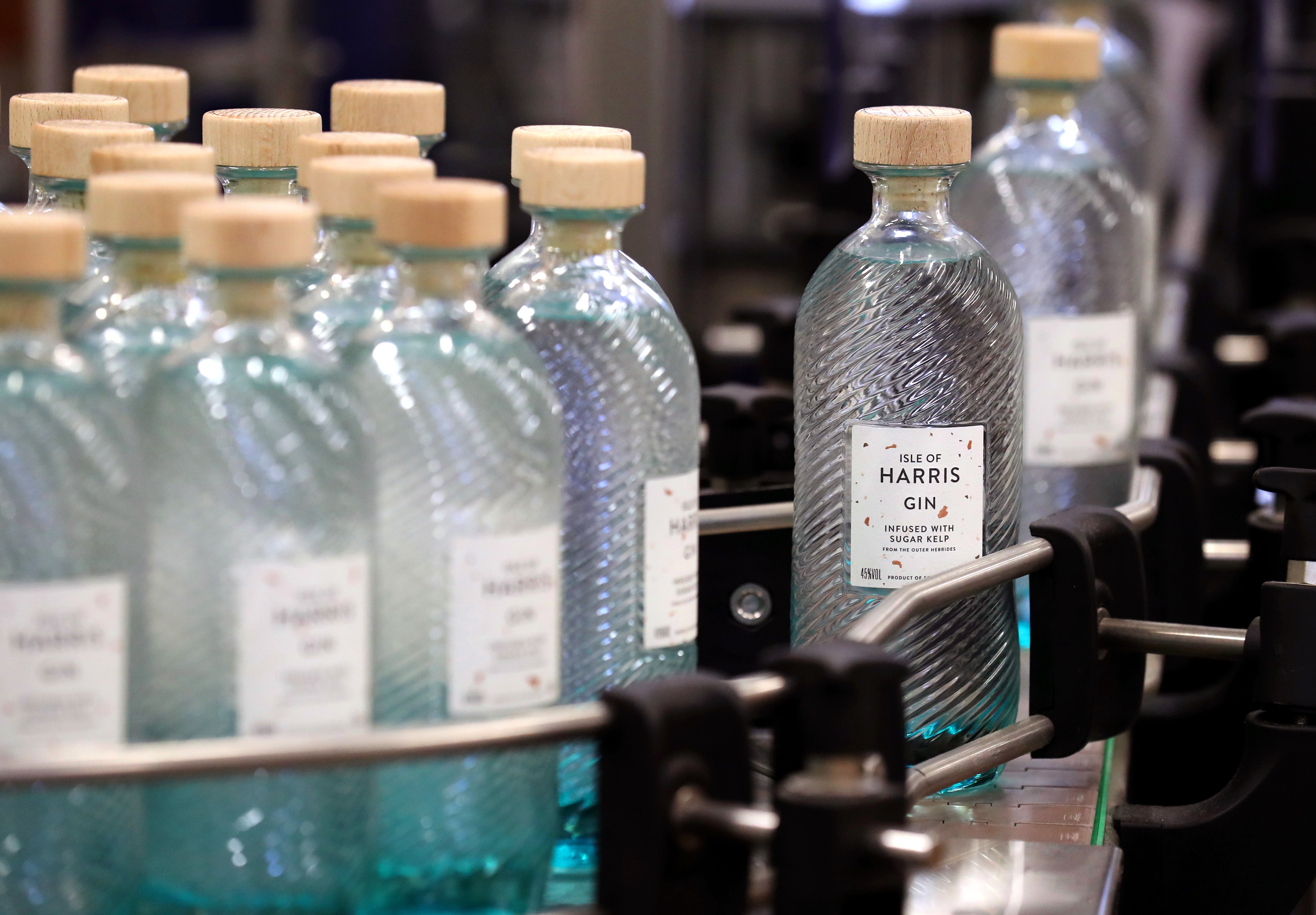 The Harris gin bottles from the Isle of Harris Distillery (Andrew Milligan/PA)