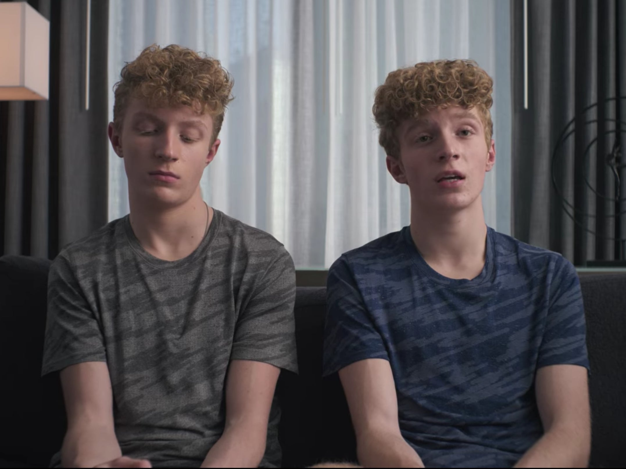 Twin brothers Charlie (left) and Sam are suing Harris over allegations he harrassed them when they were 13