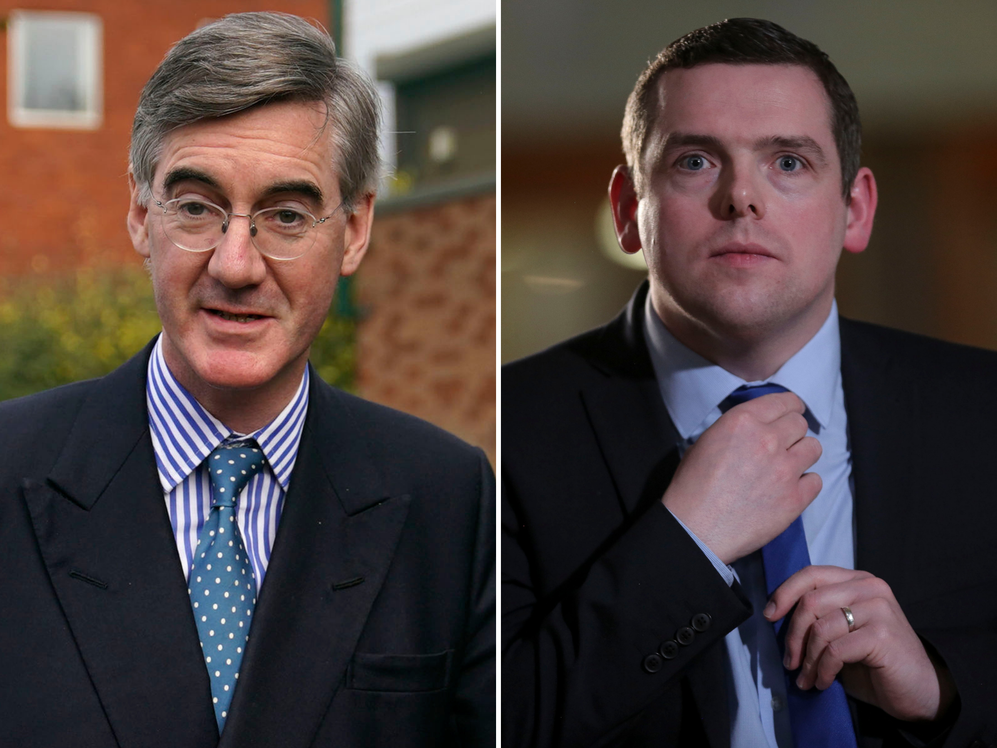 Jacob Rees-Mogg clashed with Douglas Ross, who has called for the prime minister to stand down