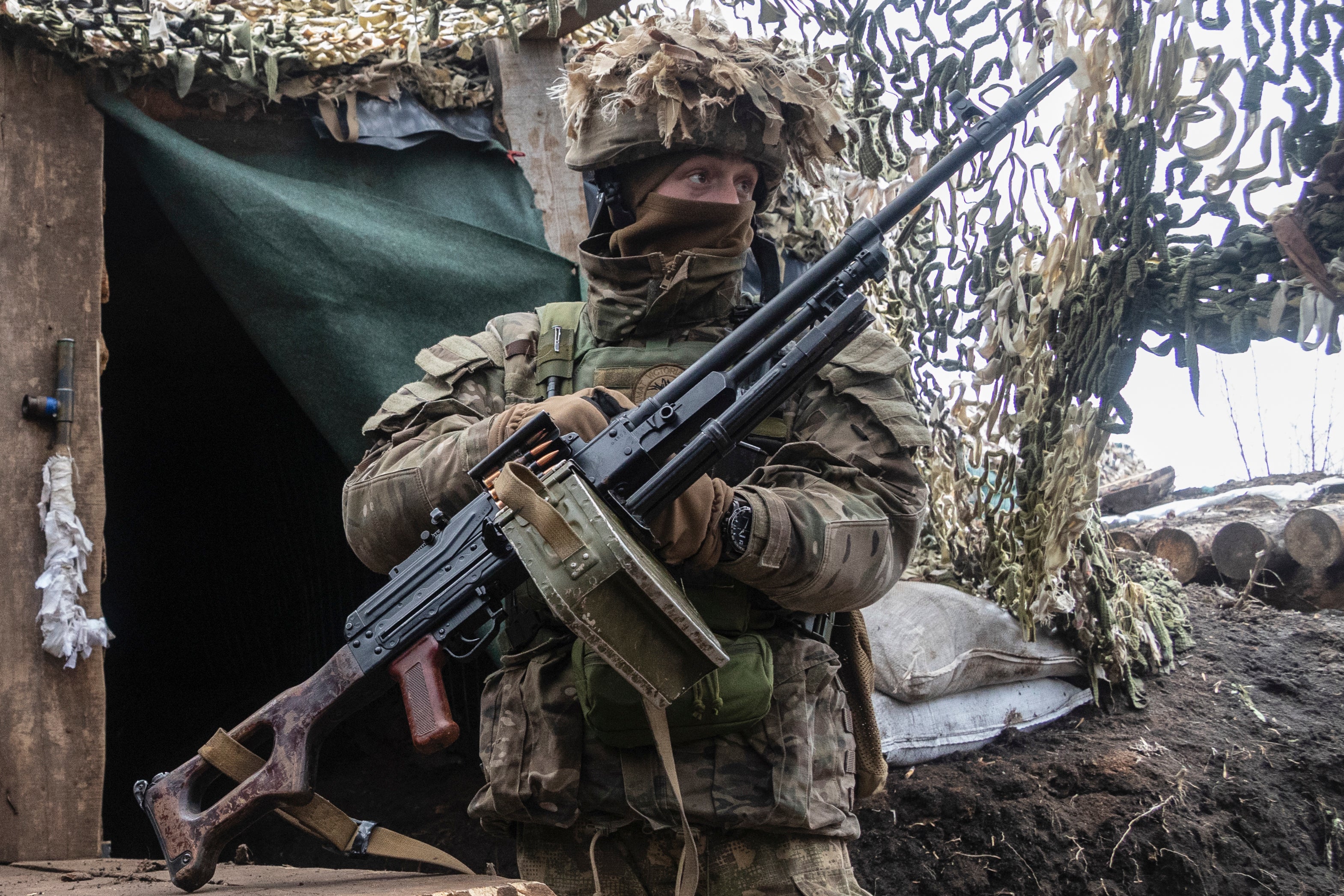 File photo: An Ukrainian soldier stands at the line of separation from pro-Russian rebels, Donetsk region, Ukraine, 10 January 2022