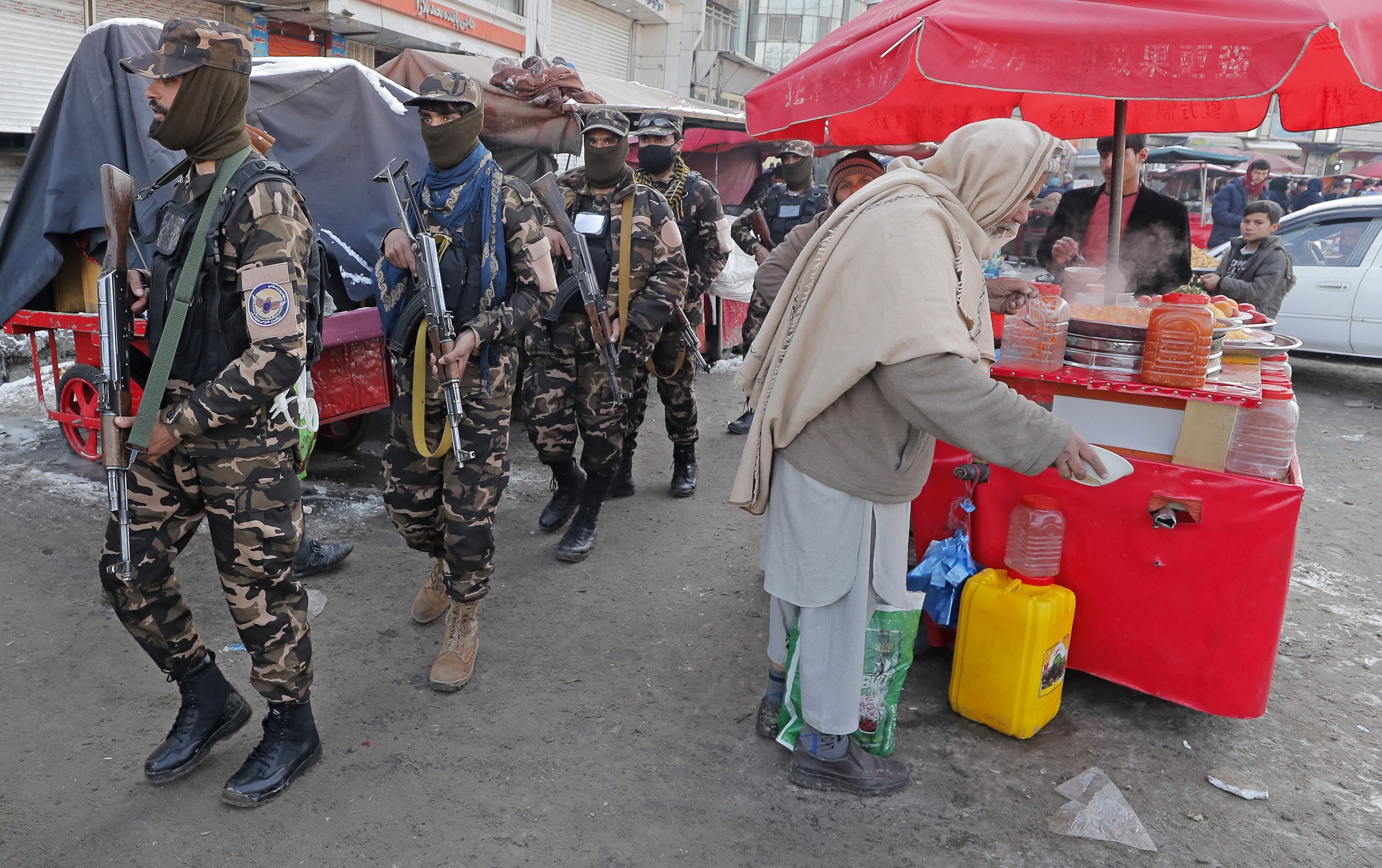 Taliban security officials patrol in Kabul