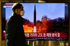 North Korea fires missiles hours after criticising US push for new sanctions over its missile launches