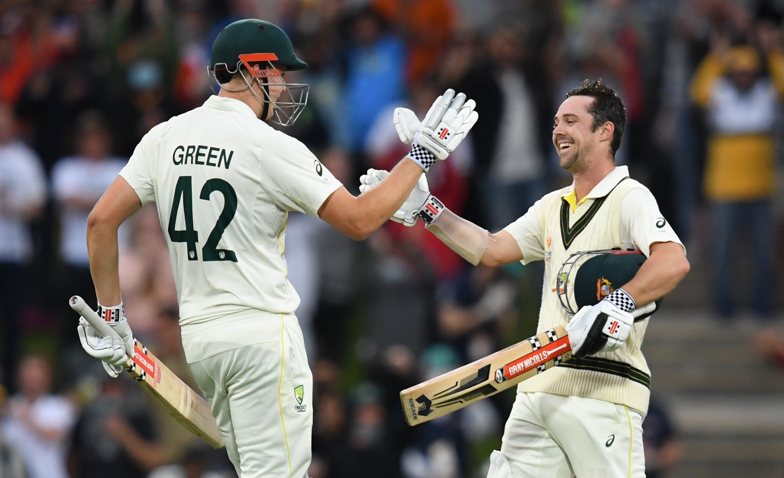 Travis Head, right, and Cameron Green put on 121 (Darren England/AAP/PA)