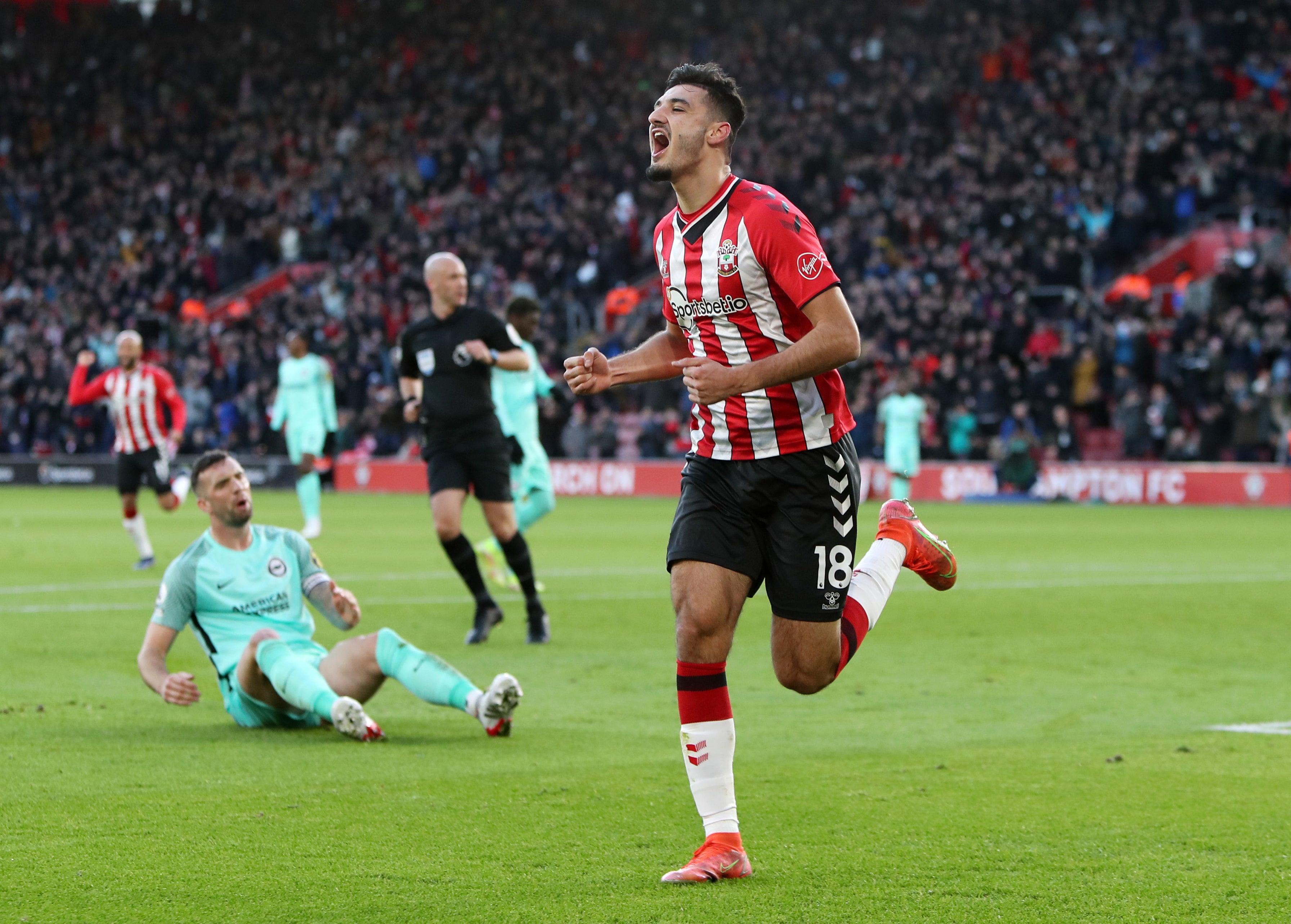 Armando Broja celebrates scoring for Southampton (Kieran Cleeves/PA)