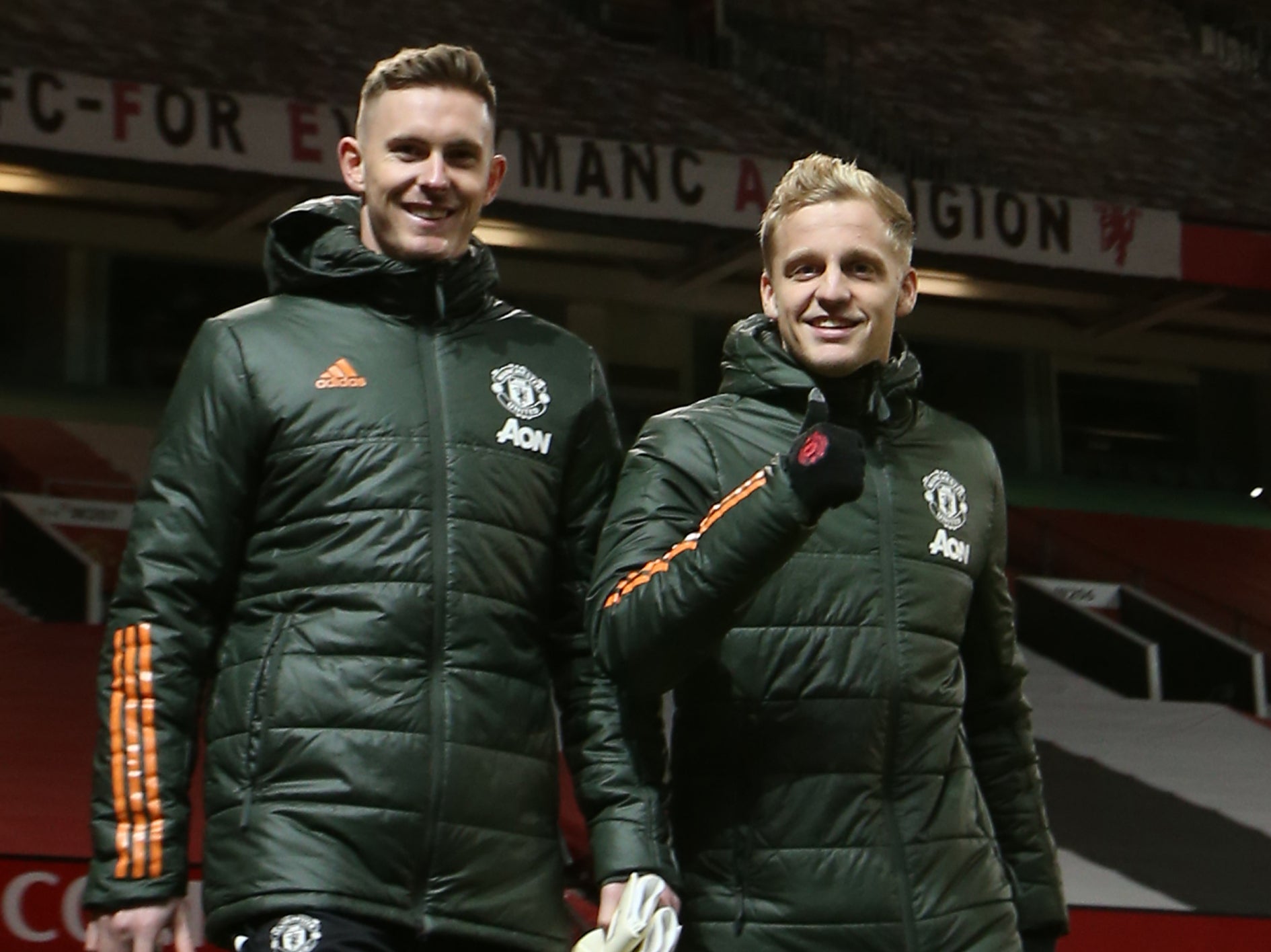 Manchester United’s Dean Henderson and Donny van de Beek