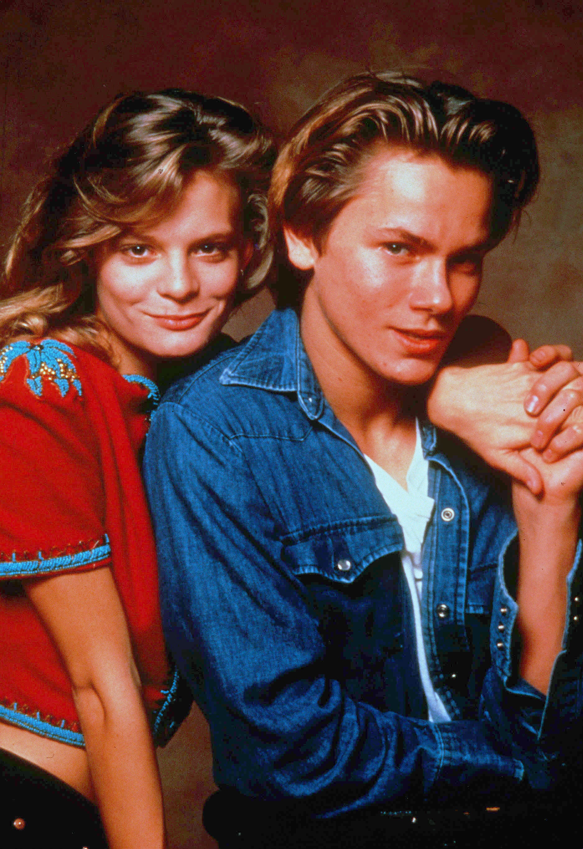 Martha Plimpton and River Phoenix in a publicity still for ‘Running on Empty’ in 1988