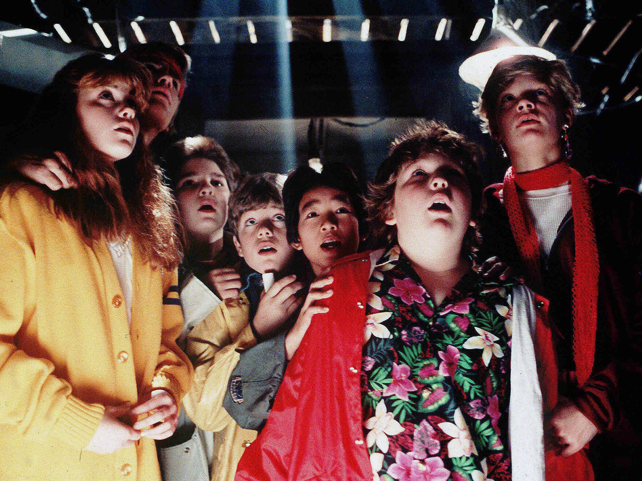 Plimpton (far right) in the classic Eighties adventure film ‘The Goonies'