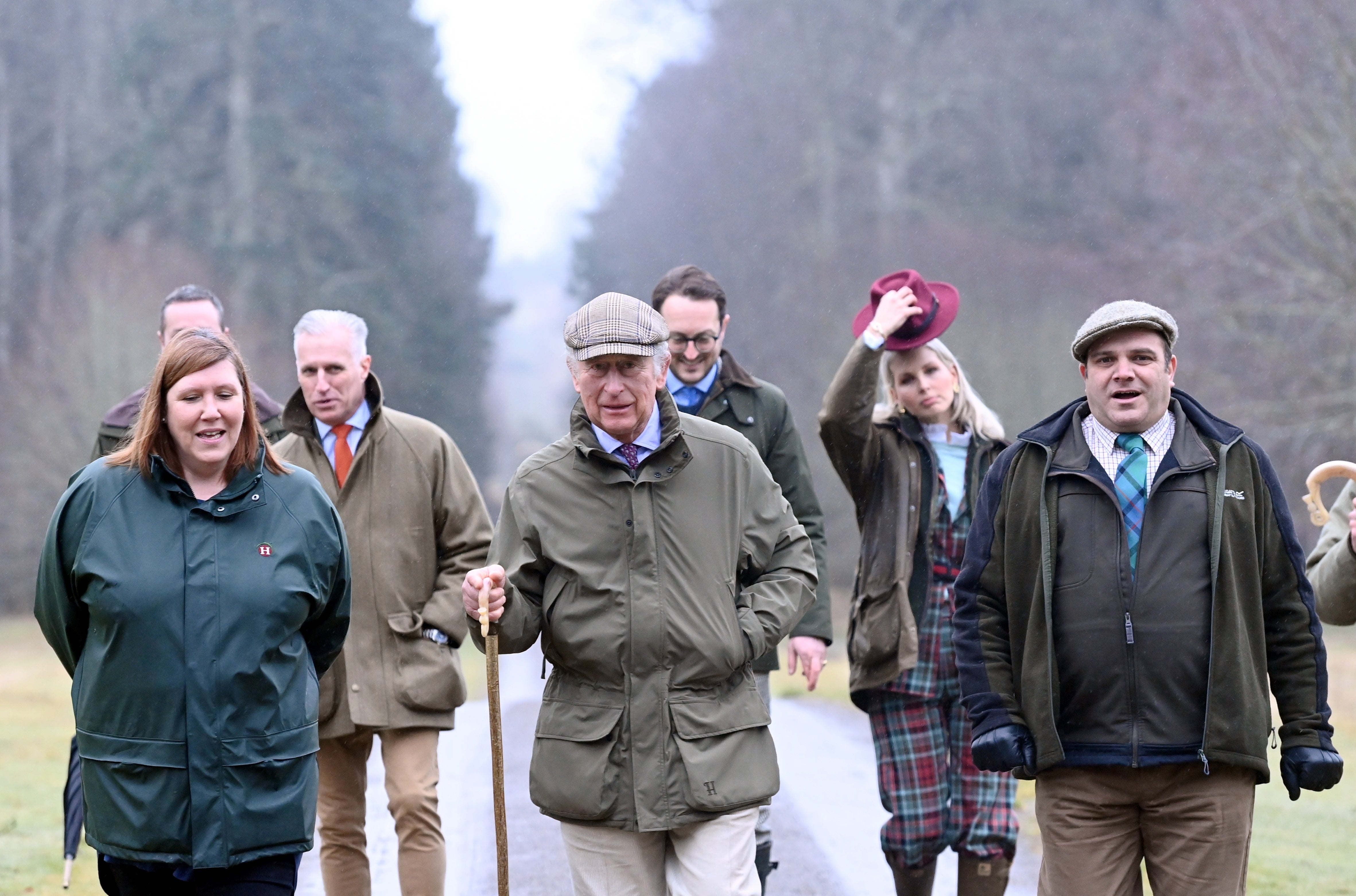 The Prince of Wales (centre), known as the Duke of Rothesay in Scotland, refused to answer questions about his brother (Kami Thomson/DCT Media/PA Wire)