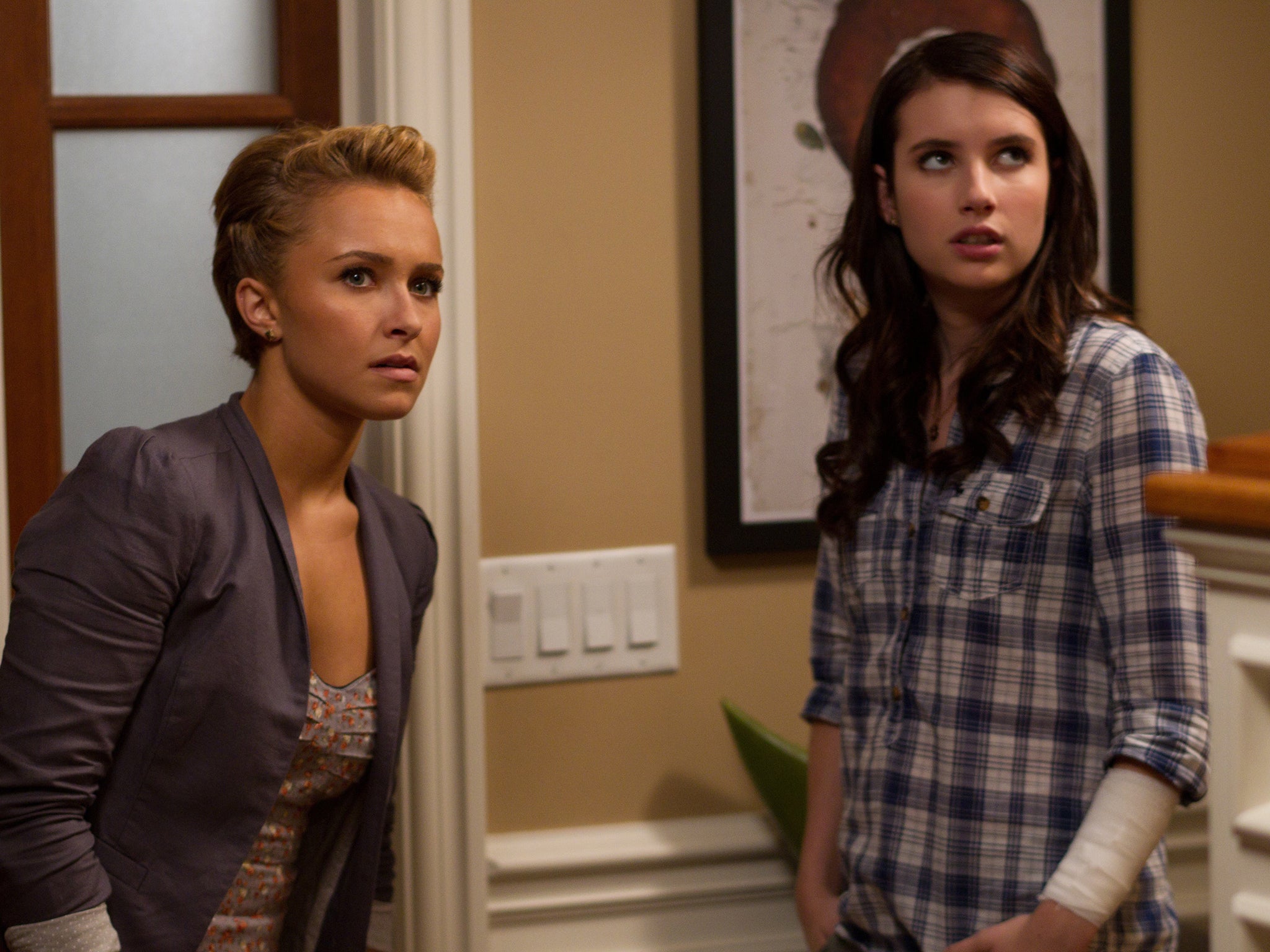 Hayden Panettiere and Emma Roberts in ‘Scream 4'