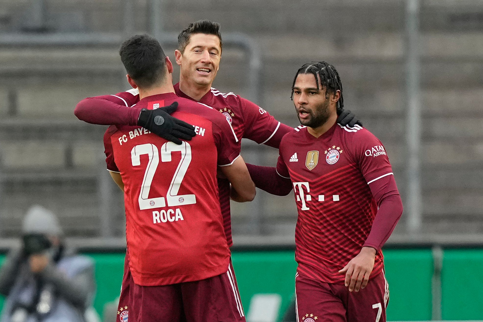 Robert Lewandowski scored a hat-trick as Bayern Munich secured a 4-0 win at Cologne (Martin Meissner/AP)