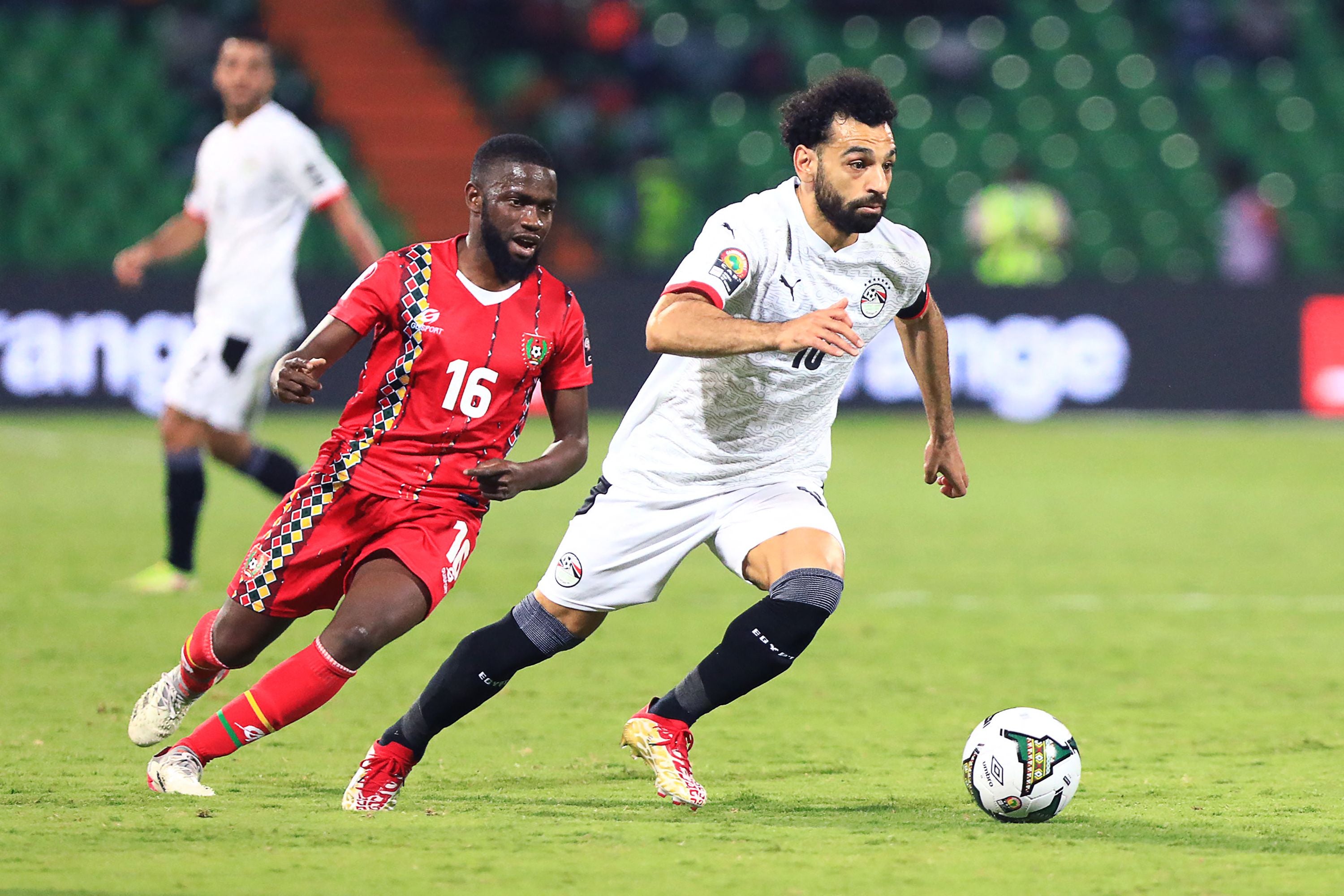 Egypt’s forward Mohamed Salah (in white) in action at AFCON in Cameroon