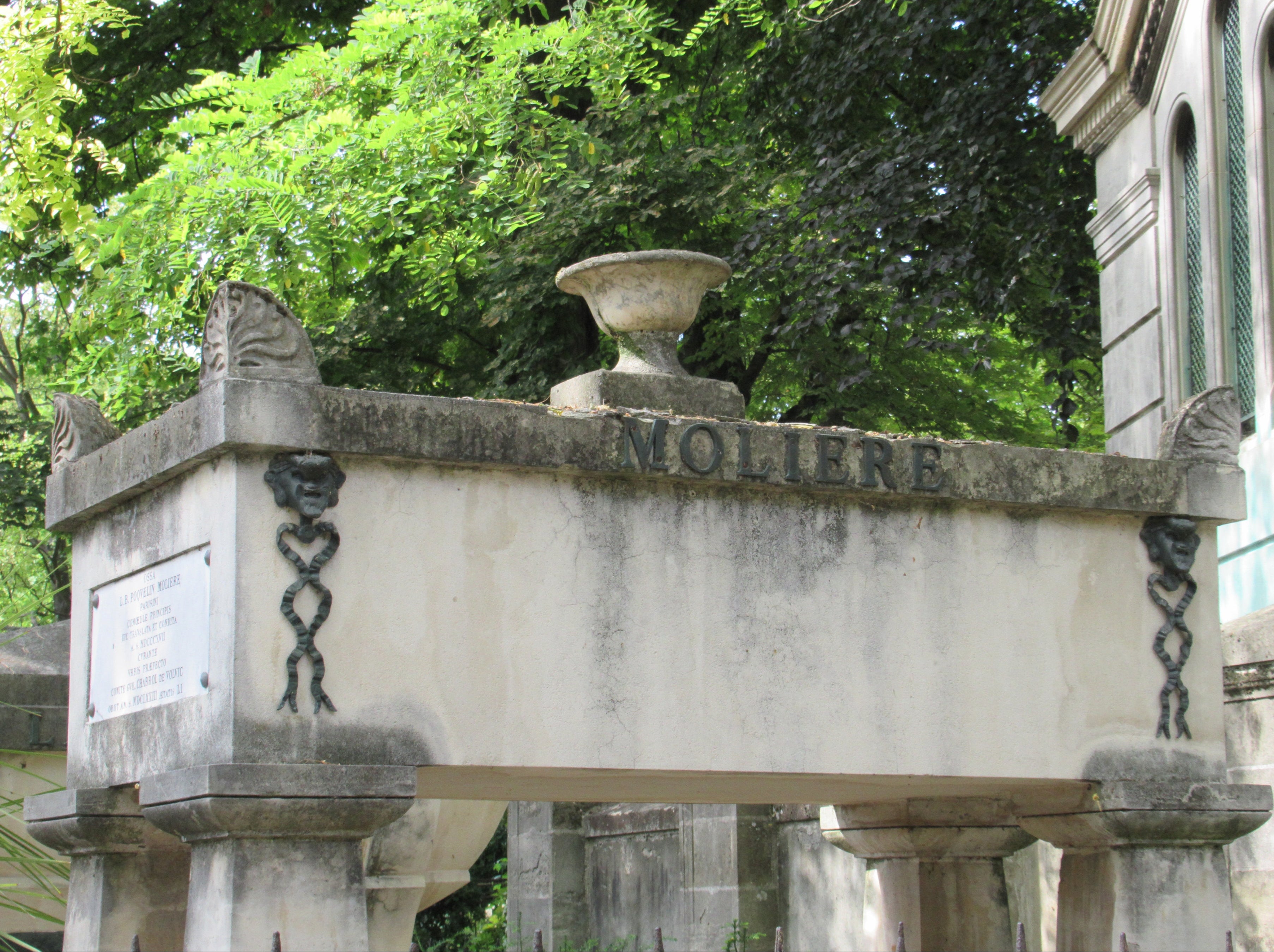 The tomb of Moliere in the Père Lachaise cemetery in Paris