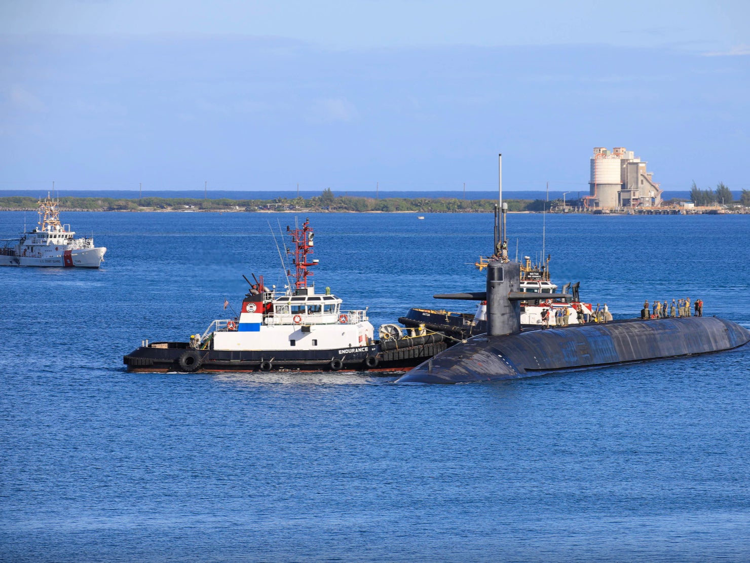 The USS Nevada, an Ohio-class nuclear-powered submarine, in Guam at the weekend