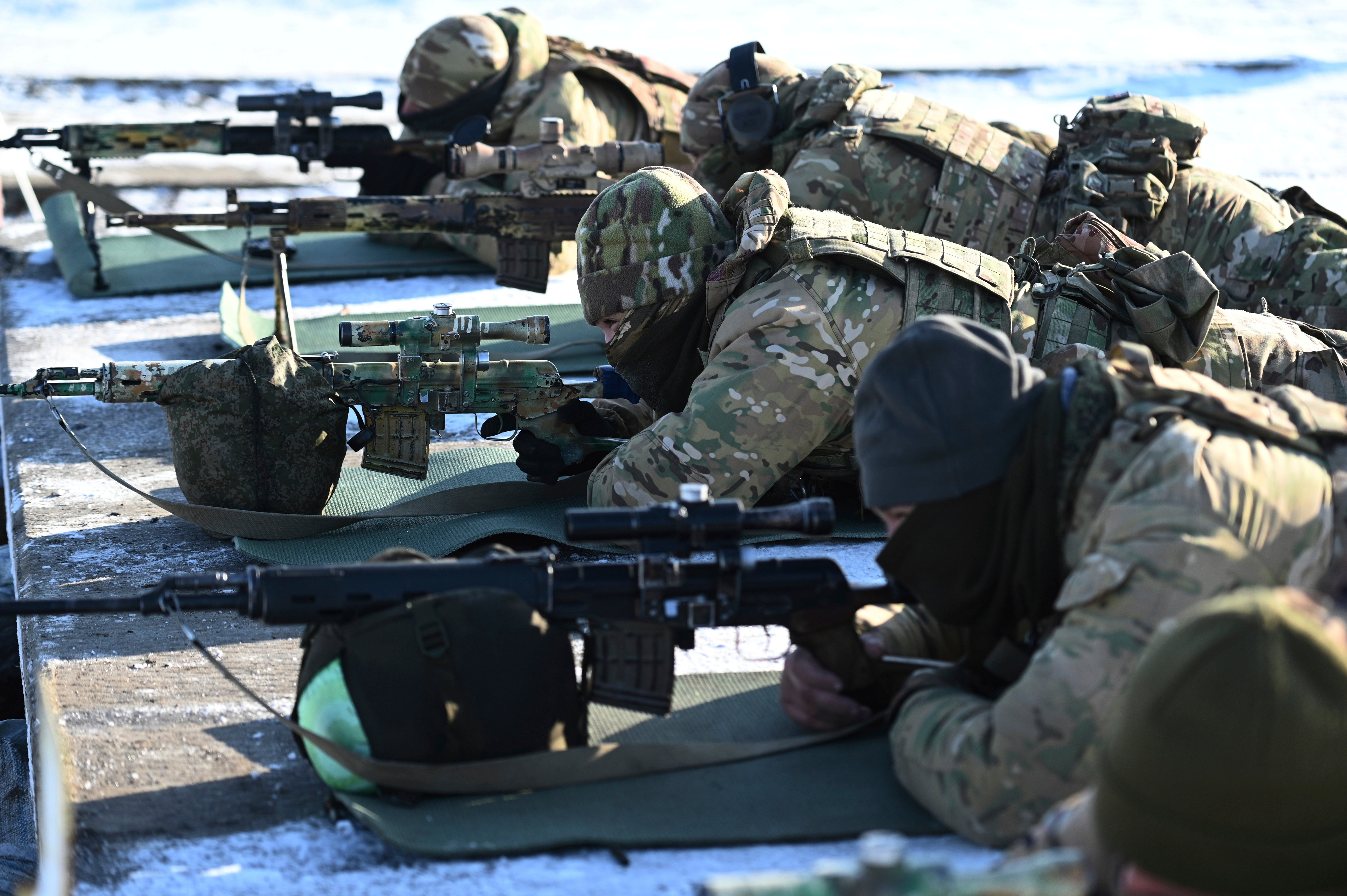 File photo: Russian soldiers take part in drills in the Rostov region in southern Russia, 13 January 2022