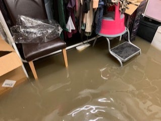 White Ribbon Boutique shop during flooding