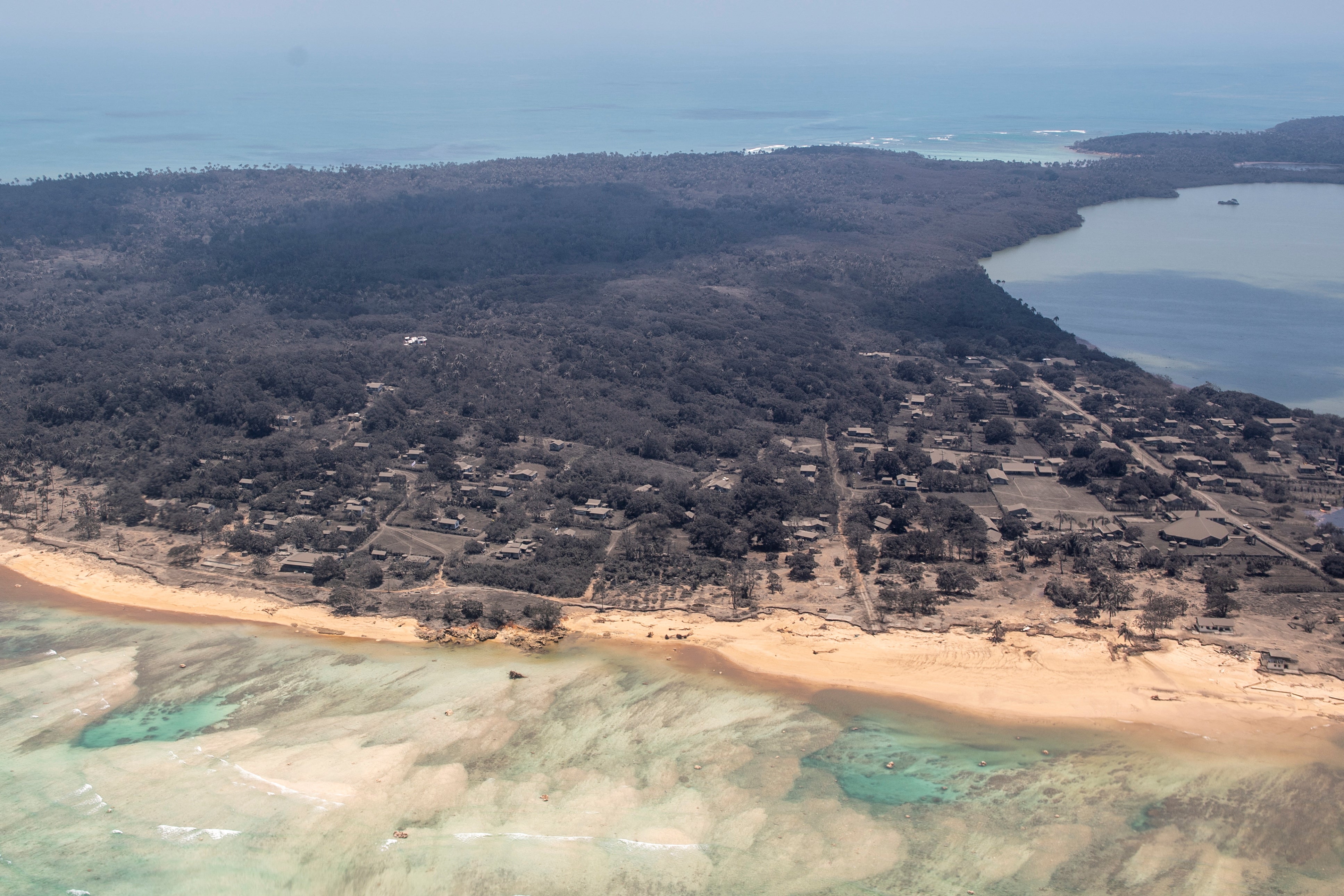 Nomuka in Tonga covered in ash after the Pacific island nation was hit by a tsunami